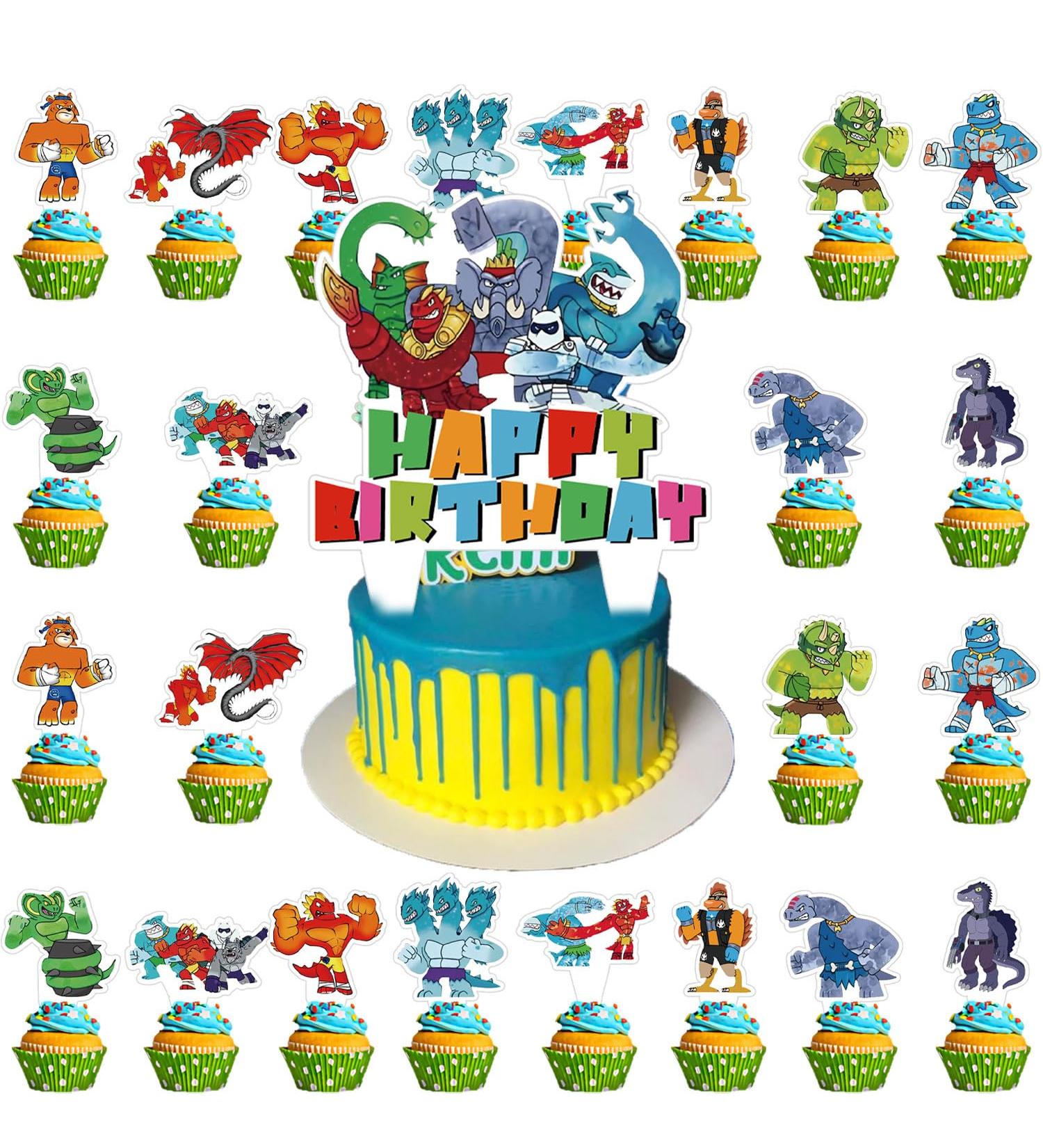 Goo Jit Zu Heroes Birthday Party Cake Topper 37Pcs Cartoon Goo Jit Zu Heroes-themed Birthday Party Supplies Cupcake Decorations for Kids - Buy Online on GoSupps.com