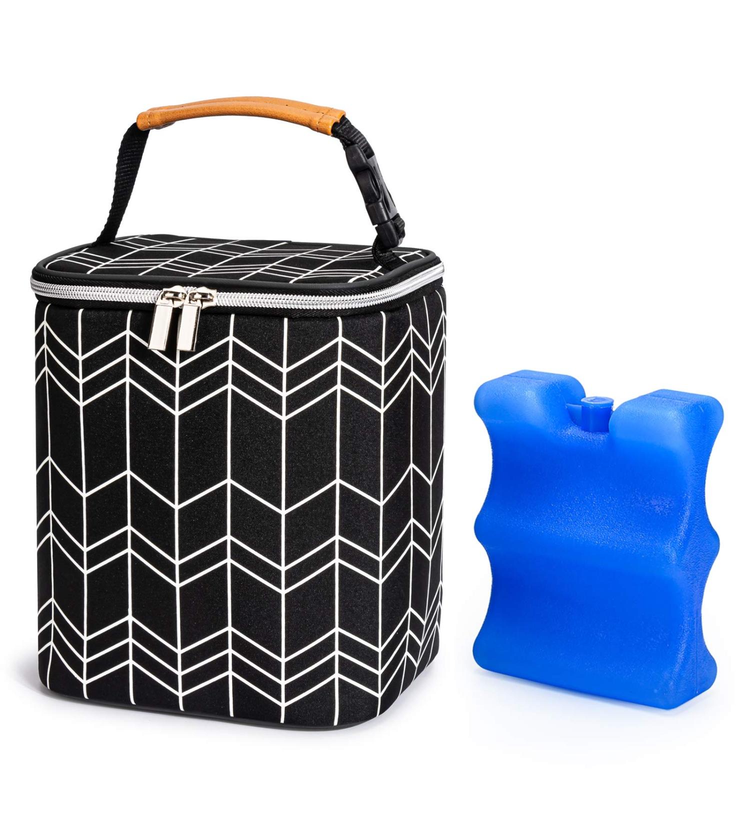 BABEYER Breastmilk Cooler Bag with Ice Pack - Fits 4 Baby Bottles, 9 Oz Capacity - Ideal for Nursing Moms and Daycare - Black - Buy Online on GoSupps.com