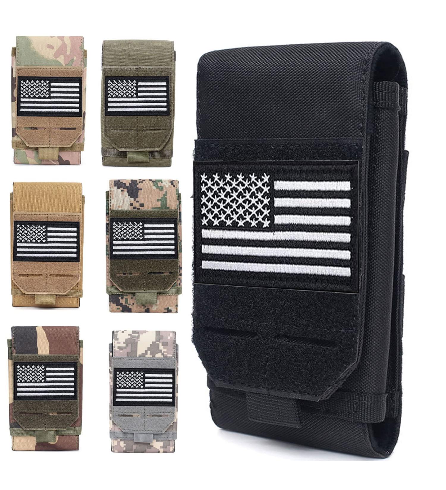 VIIDOO Upgrade 1000D Laser Cust Molle Phone Pouch | Waterproof Tactical Cell Phone Holder with US Flag Patch | Simple Black | Fits 4.7-6.7 Phones - Buy Online on GoSupps.com