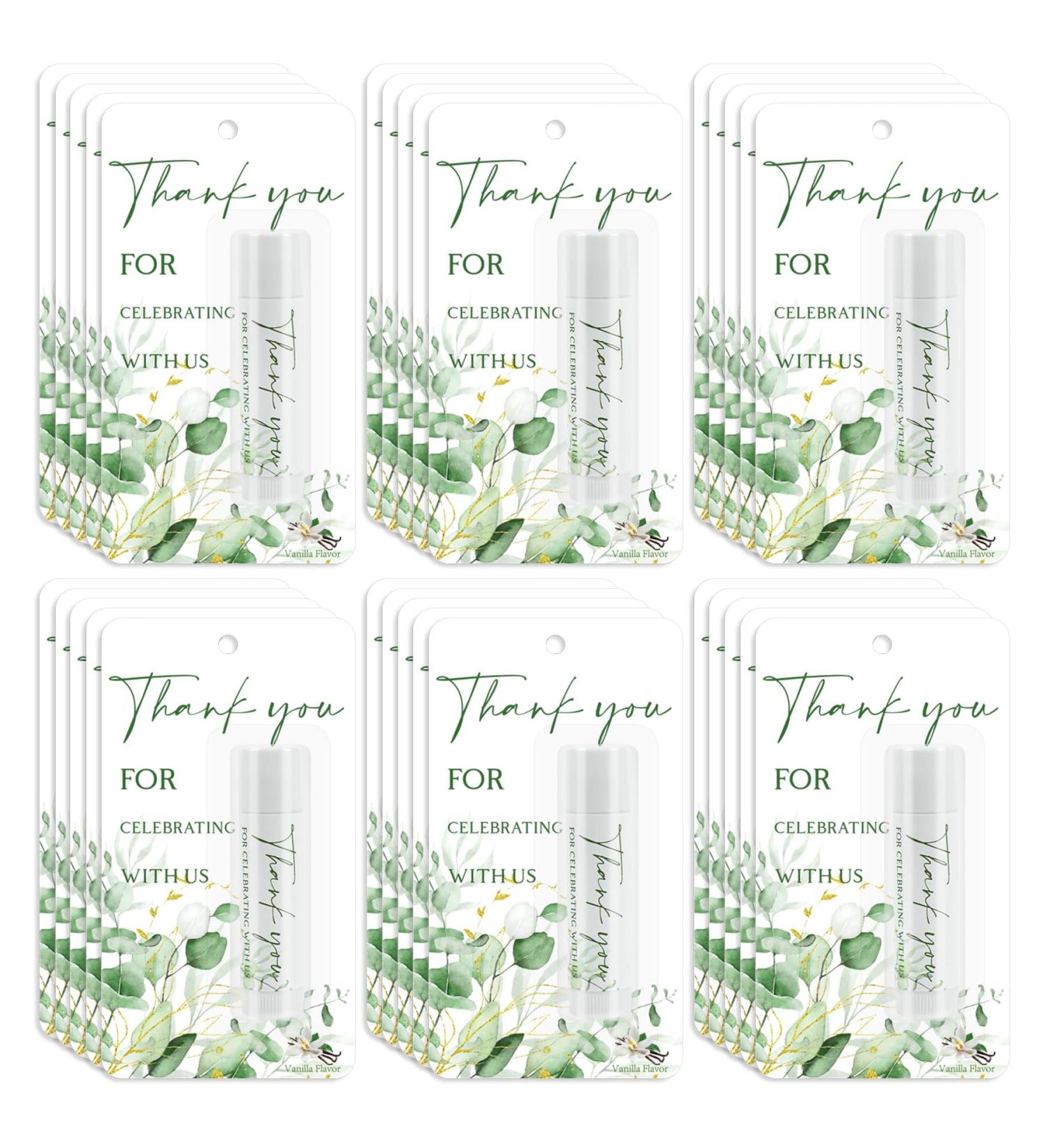 30 Pack Moisturizing Lip Balms in Bulk Return Thank You Gifts for Wedding Sage Green Eucalyptus Leaf Theme Birthday Baby Shower Gifts Party Favors Games Prizes Guests Gifts (Vanilla) - Buy Online on GoSupps.com