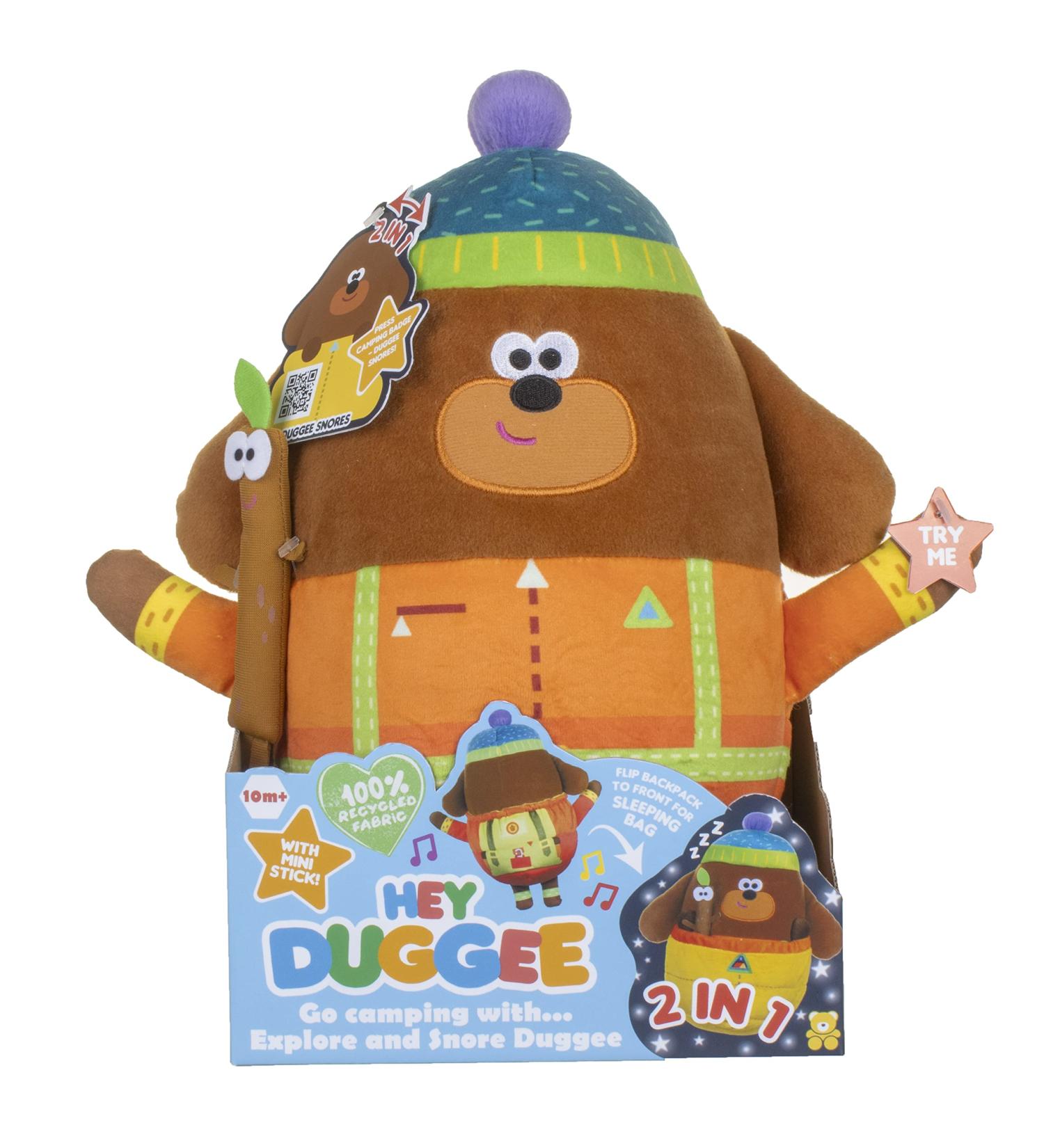 Hey Duggee Explore and Snore Camping Duggee with Sticky Stick - Sustainable Soft Toy (2174) - Buy Online on GoSupps.com