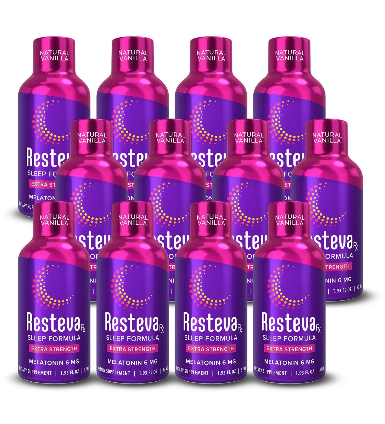 Results RNA Resteva Rx Sleep Aid: Delicious Fast-Acting Liquid Formula. Relaxing Mind & Body Promoting deep Sleep. Wake Refreshed with no Grogginess. Naturally sweetened 12 Pack 0.16 Fl Oz (Pack of 12) - Buy Online on GoSupps.com
