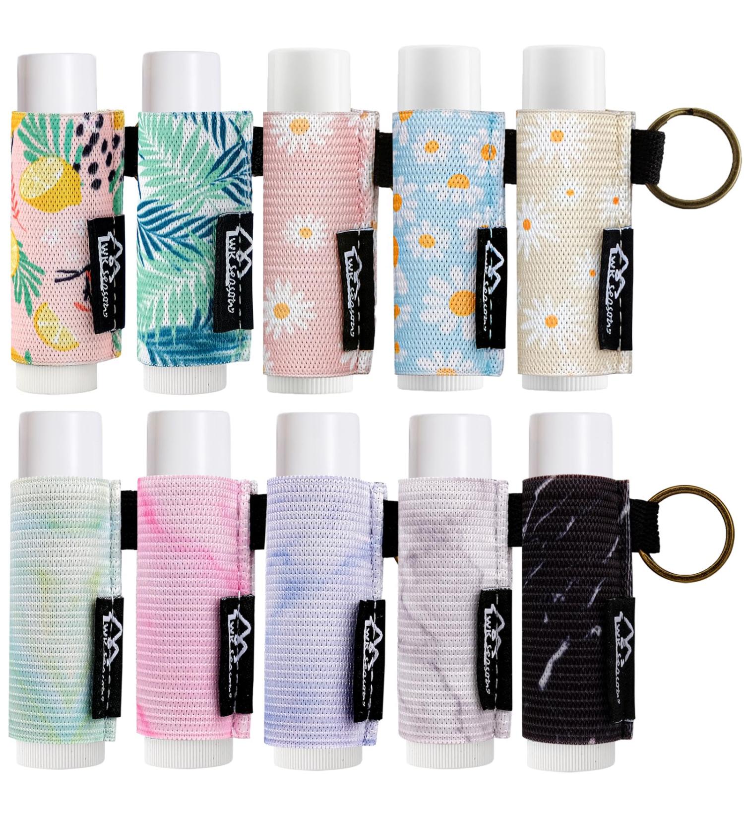 WK IEASON 10PCS Lip Balm Holder Keychain - Bulk Chapstick & Lipstick Holders for Fat & Slim Balms - Floral Design - Buy Online on GoSupps.com