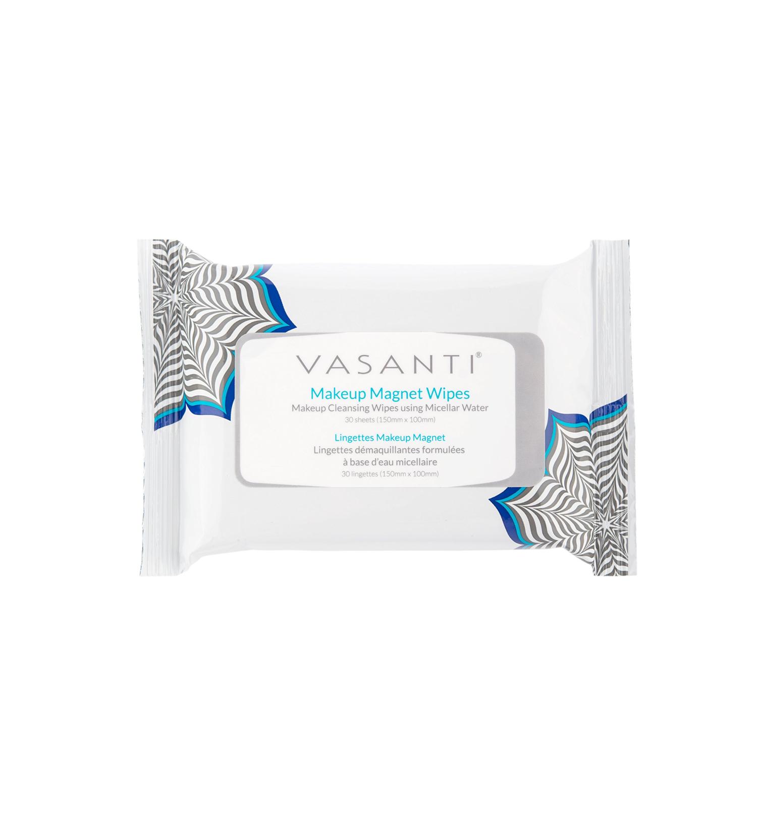 VASANTI Makeup Magnet Wipes - Gentle Makeup Remover with Micellar Water (Paraben-Free, Cruelty-Free, Vegan) - Buy Online on GoSupps.com