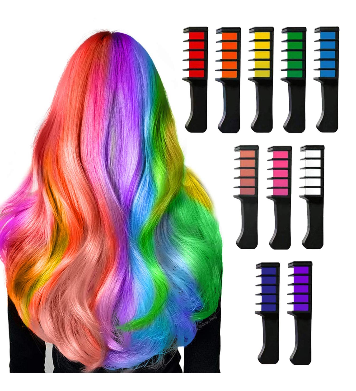 Auriviz Hair Chalk for Girls Kids - Non-Toxic Washable Temporary Hair Color Dye (10 Pack) - Perfect for Christmas, New Years, Cosplay, Birthday Gifts - Ages 4-9 - Buy Online on GoSupps.com