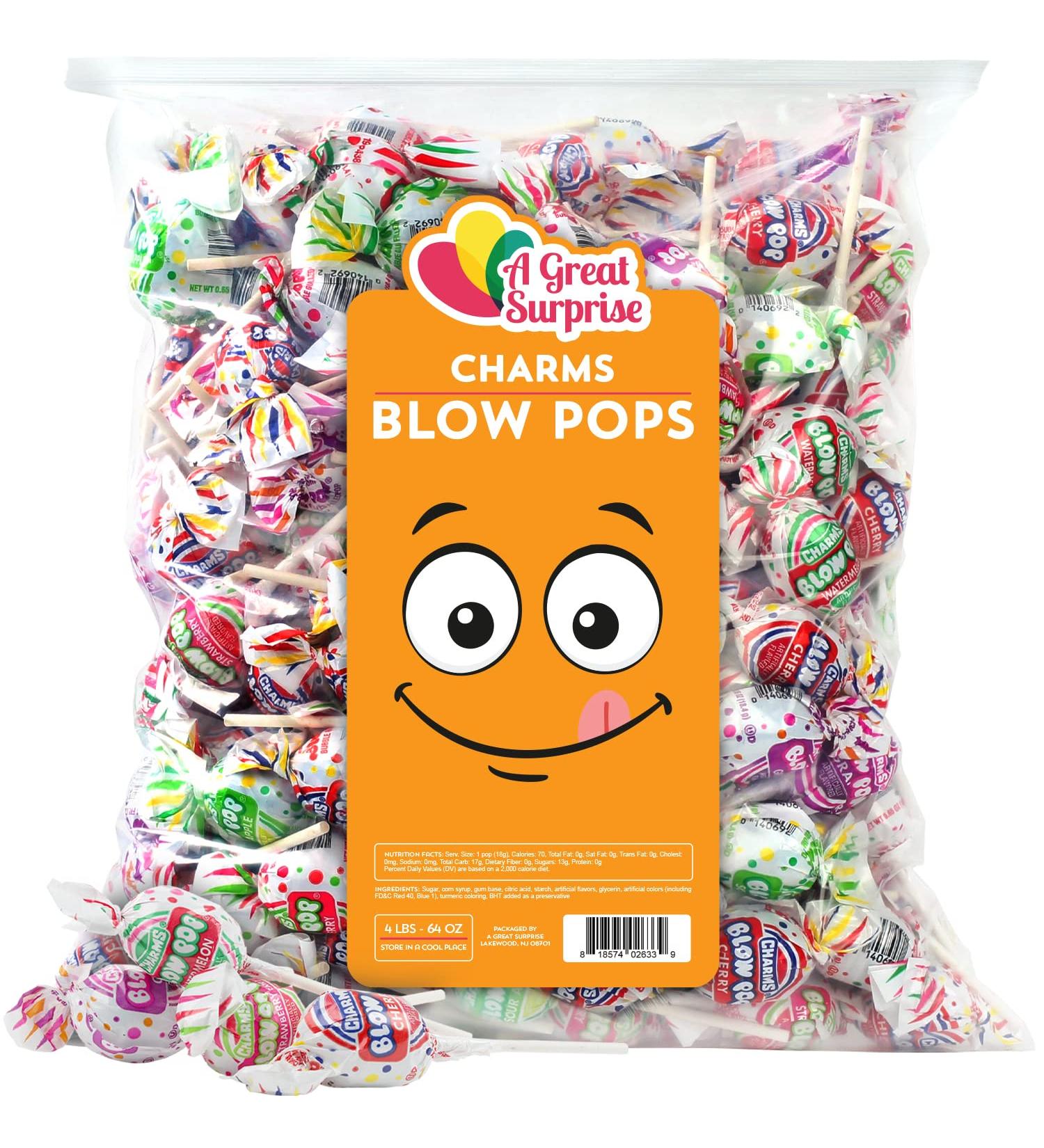 Charms Blow Pops - Assorted Flavors - 4 LB Bag - Bulk Candy - Buy Online on GoSupps.com