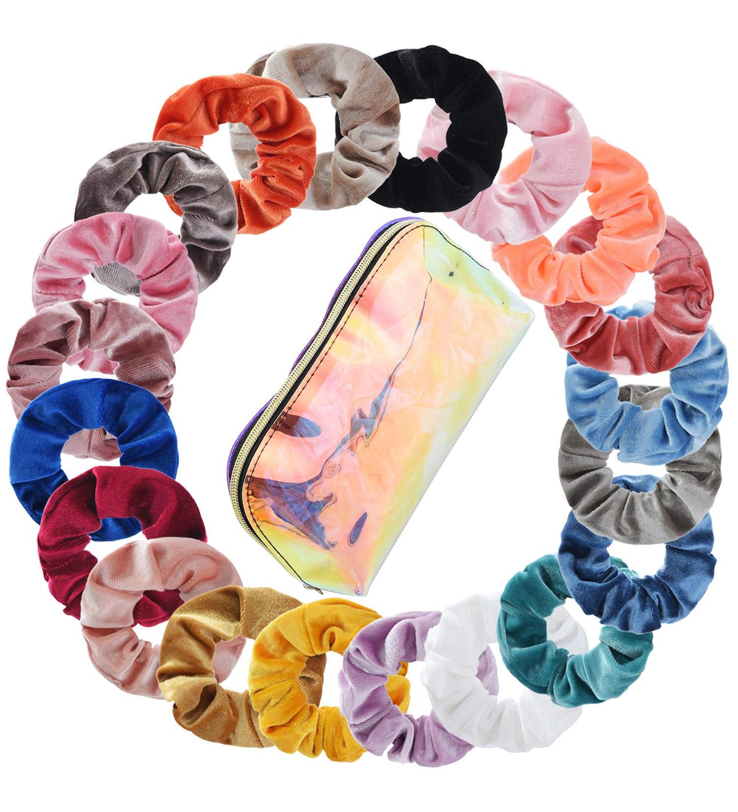 Iloovee 20 Pack Velvet Scrunchies - Multi-color Elastic Hair Ties for Women, Girls - Hair Accessories Set - Buy Online on GoSupps.com