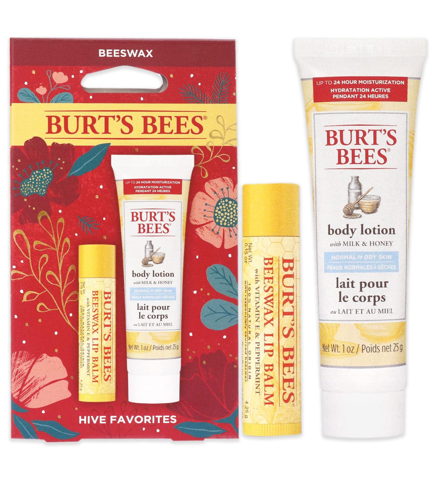 Burts Bees Hive Favorites Kit - Unisex Beeswax Lip Balm & Body Lotion Set (2021) - 2 Piece 0.15oz & 1.0oz - Buy Online on GoSupps.com