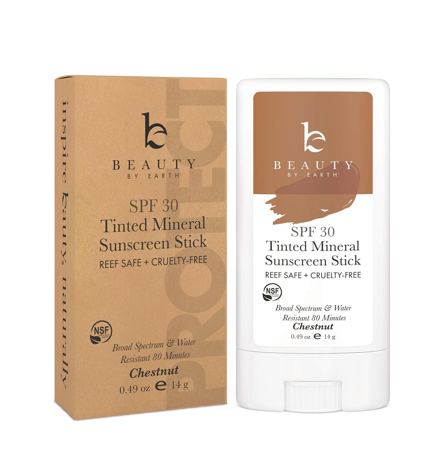 SPF 30 Tinted Mineral Face Sunscreen Stick for Sensitive Skin - Chestnut Shade - Buy Online on GoSupps.com