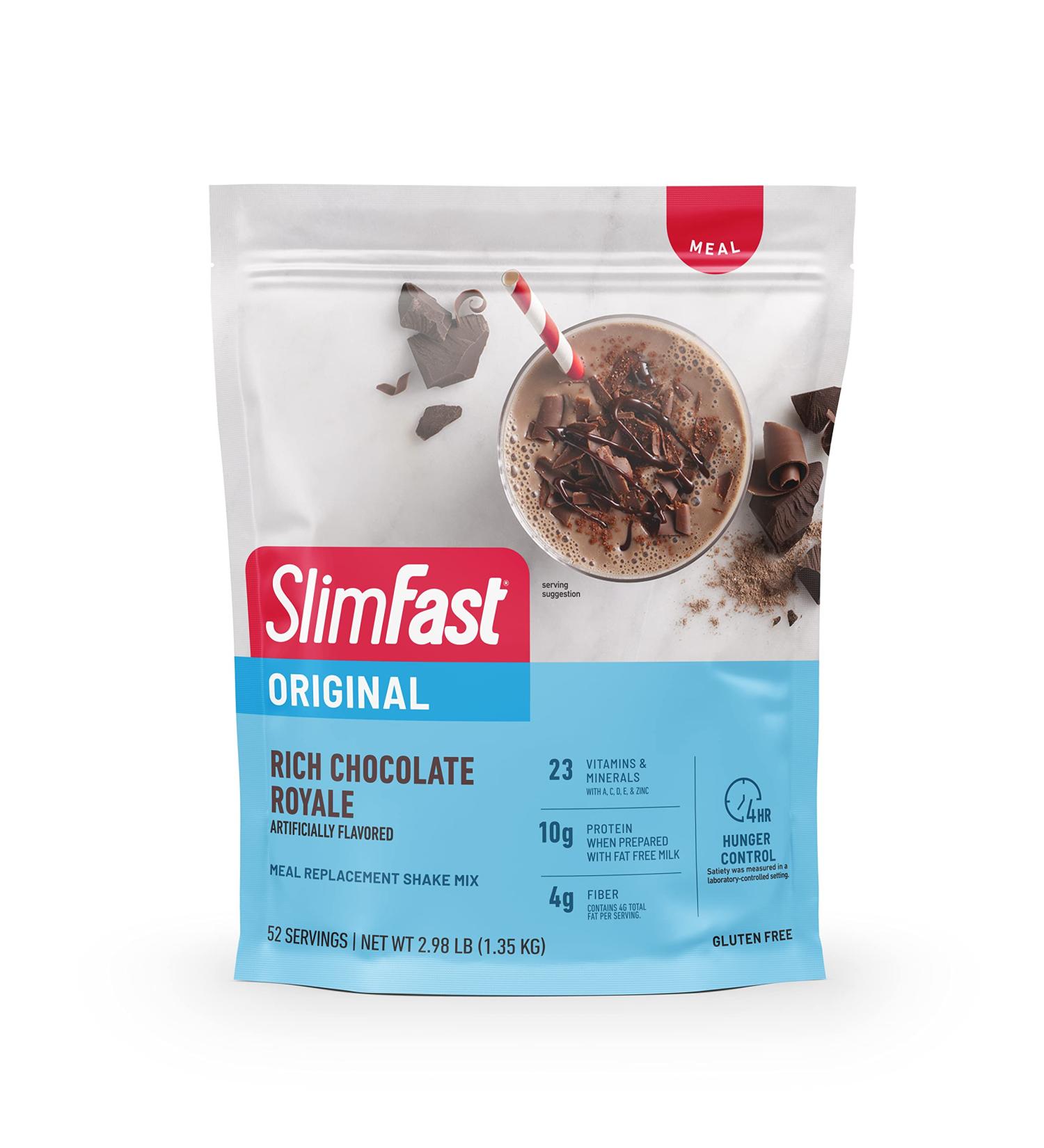 SlimFast Original Rich Chocolate Royale Meal Replacement Powder - 52 Servings, 10g Protein - Weight Loss Shake Mix - Buy Online on GoSupps.com