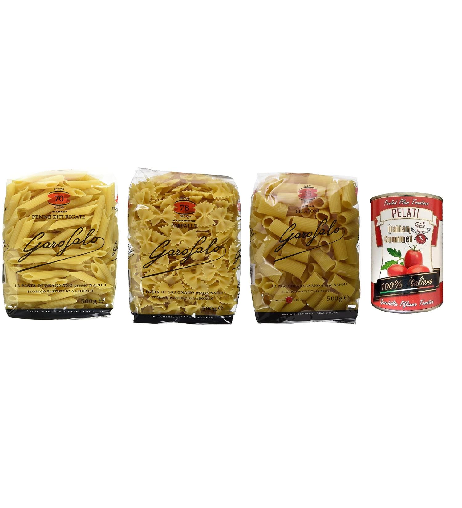  Italian Gourmet E.R. Garofalo 500g Pasta Penne Ziti Rigati Farfalle Rigatoni + Italian Gourmet 100% Italian 400g (Pack of 3) - Buy Online on GoSupps.com