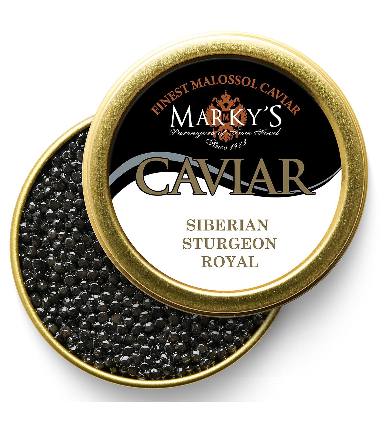 Markys Siberian Sturgeon Royal Caviar 1.75 oz - Premium Malossol Black Roe - Overnight Delivery Guaranteed - Buy Online on GoSupps.com