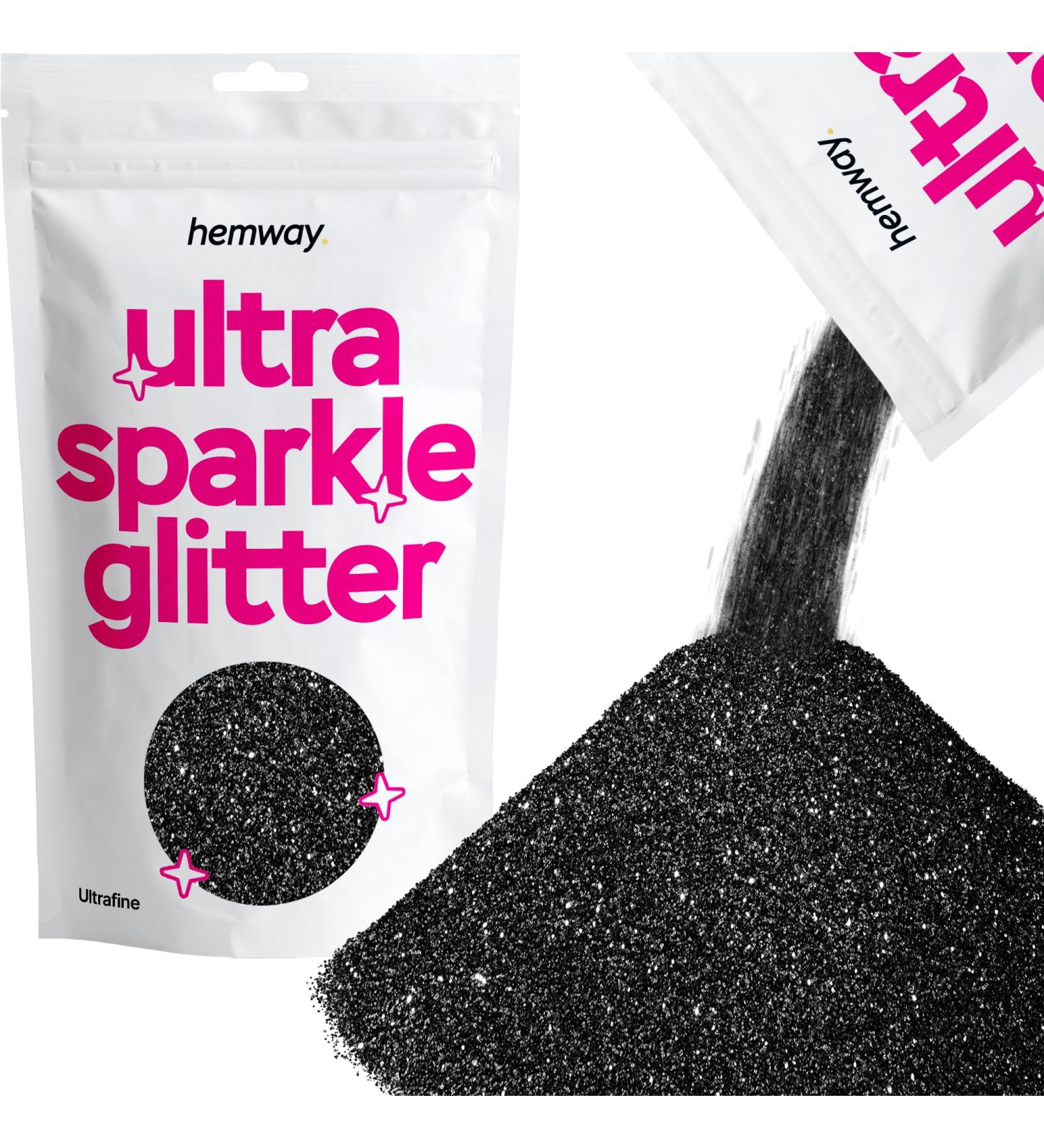 Hemway Ultrafine Black Sparkle Glitter 100g | Cosmetic Safe Extra Fine Glitter for Crafts & DIY Projects - Buy Online on GoSupps.com