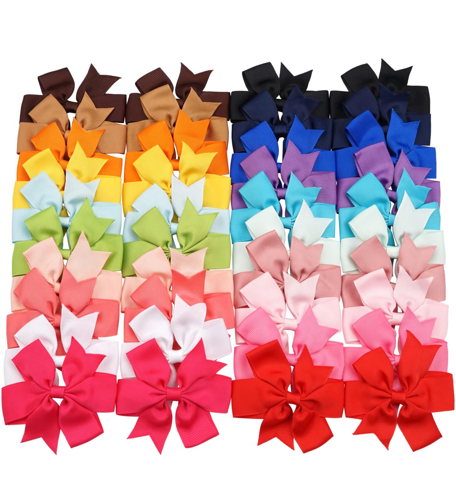 40 Piece 3 Boutique Grosgrain Ribbon Hair Bows Alligator Clips for Girls - Perfect Accessories for Toddlers, Teens - Solid Colors in Pairs - Buy Online on GoSupps.com