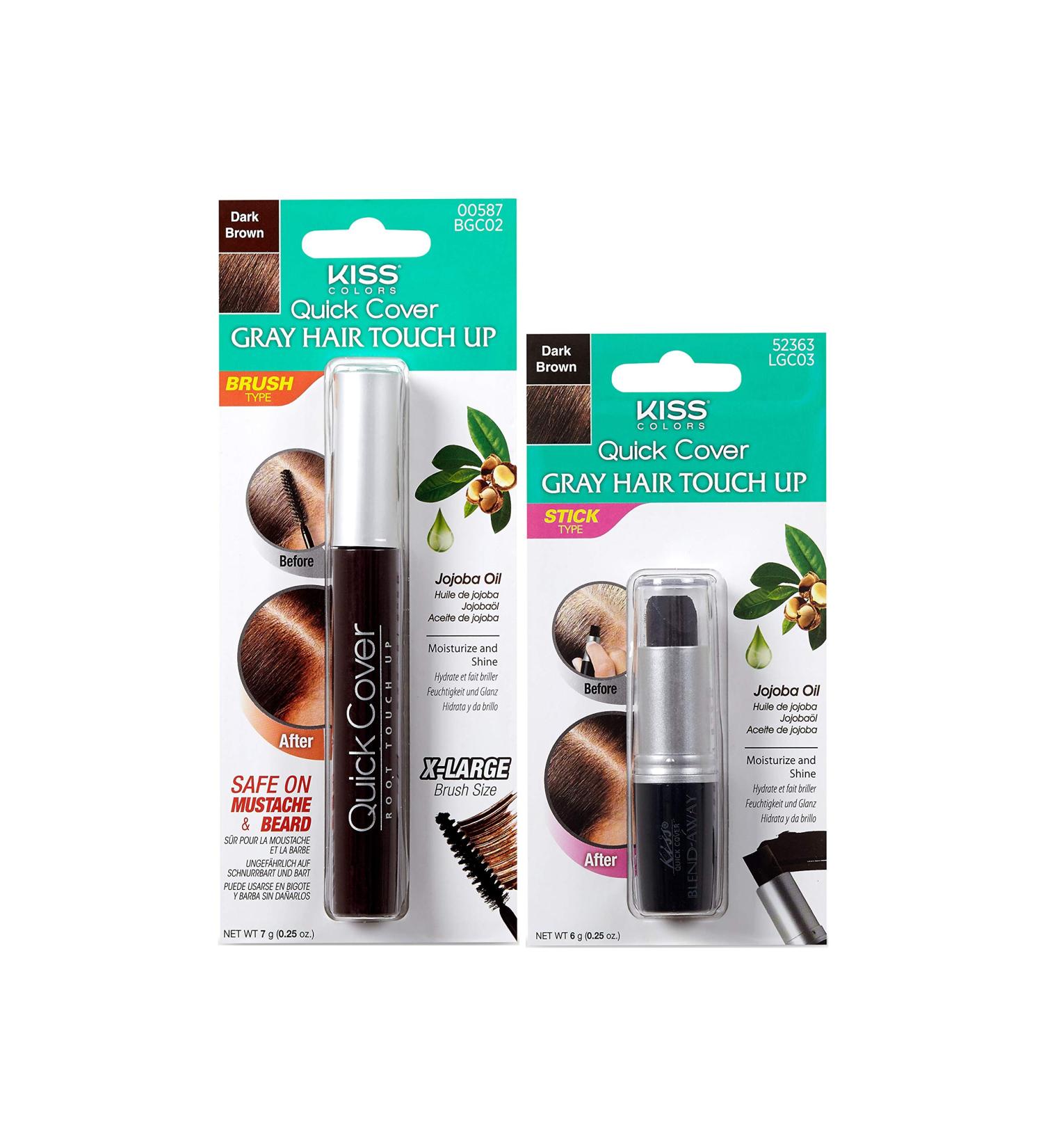 Kiss Quick Cover Gray Hair Touch Up Root Touch Up Moisturize and Shine Dark Brown Set - Brush & Stick Type - Buy Online on GoSupps.com