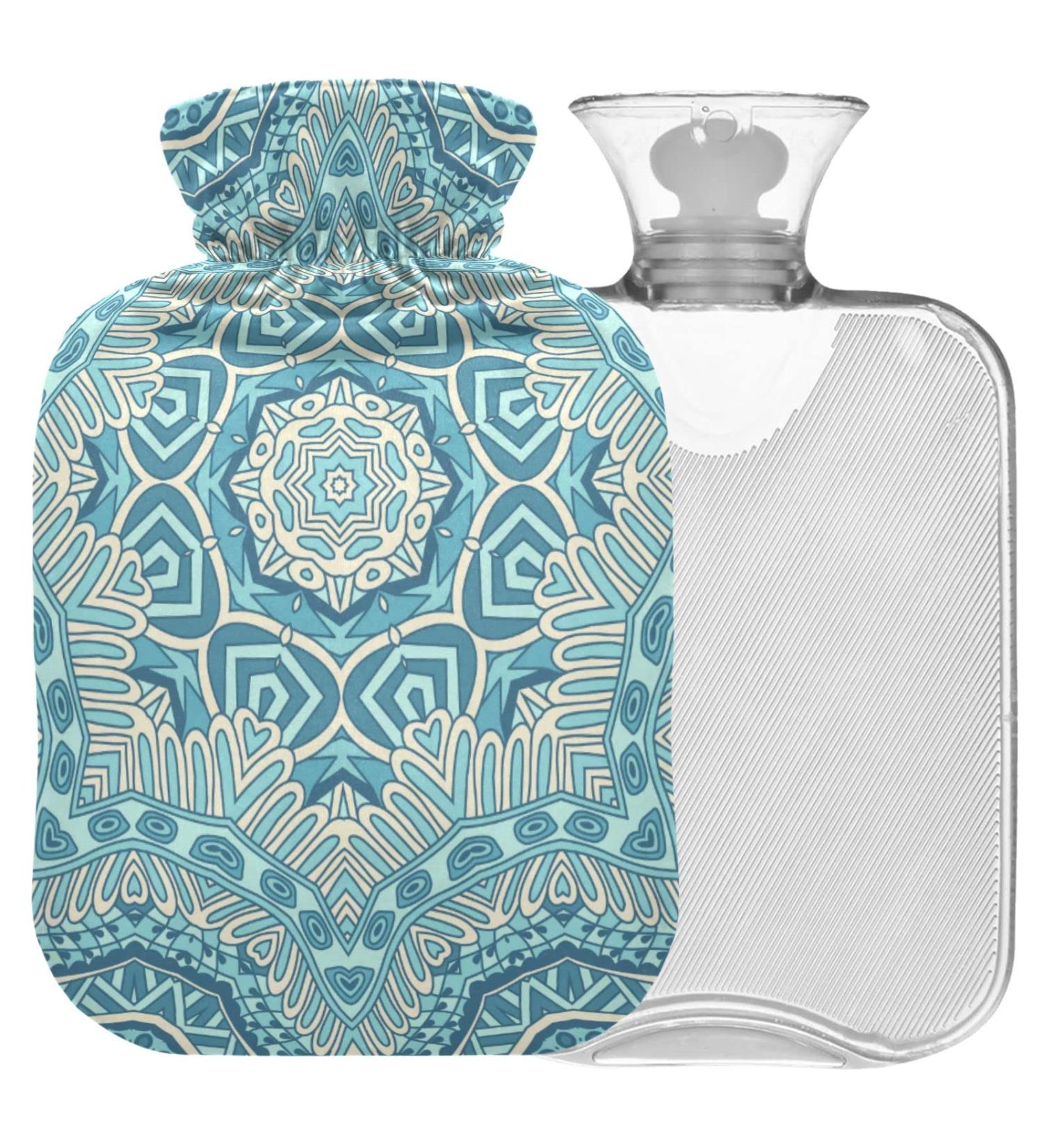 NAANLE Hot Water Bottle with Lid - Snowflakes Paisley Mandala | 1L Heat Bottle for Pain Relief & Therapy - Buy Online on GoSupps.com