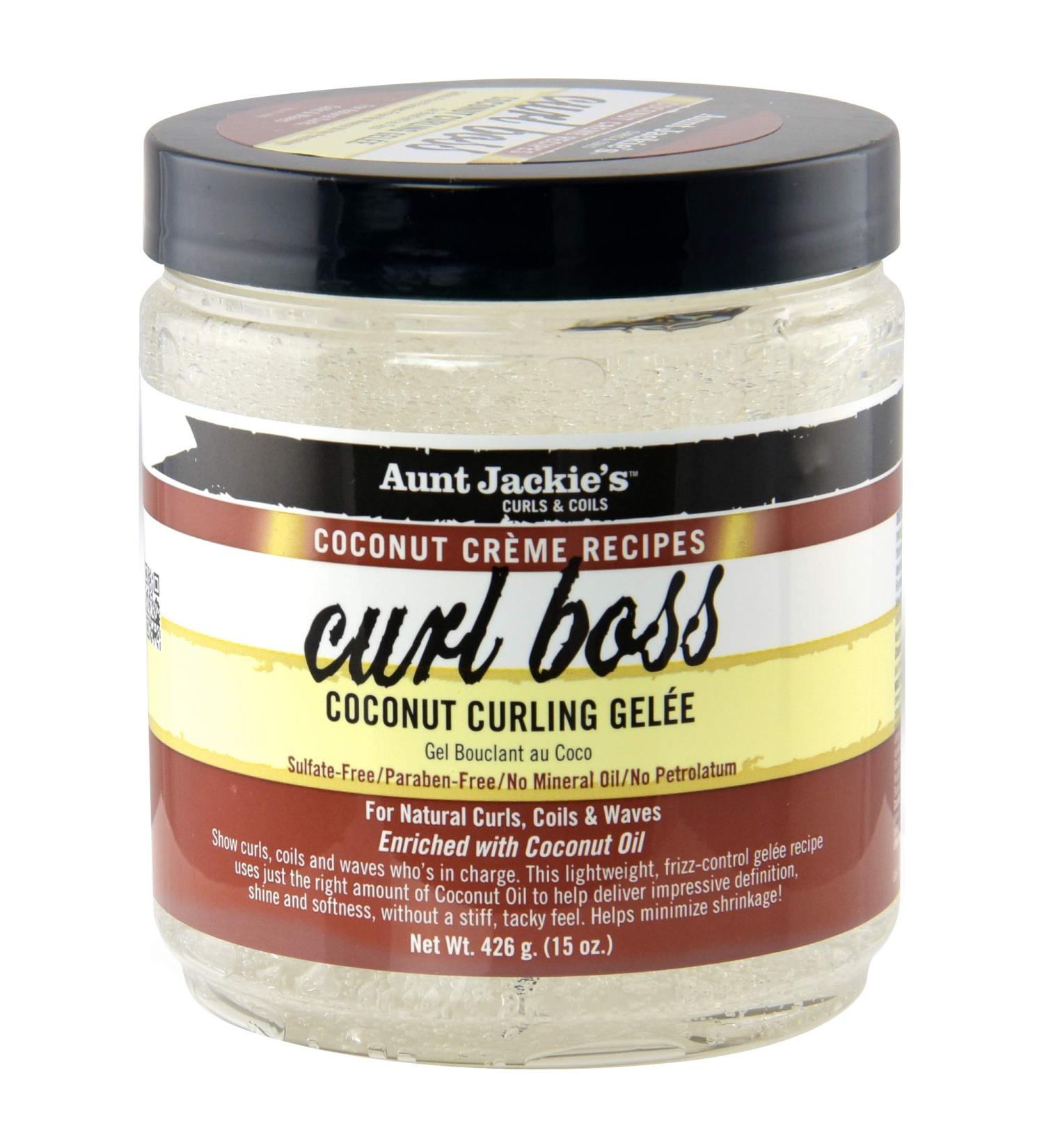 Aunt Jackie's Coconut Cr me Recipes Curl Boss Coconut Curling Hair Gel - 15 oz | For Natural Curls, Coils, and Waves - Buy Online on GoSupps.com