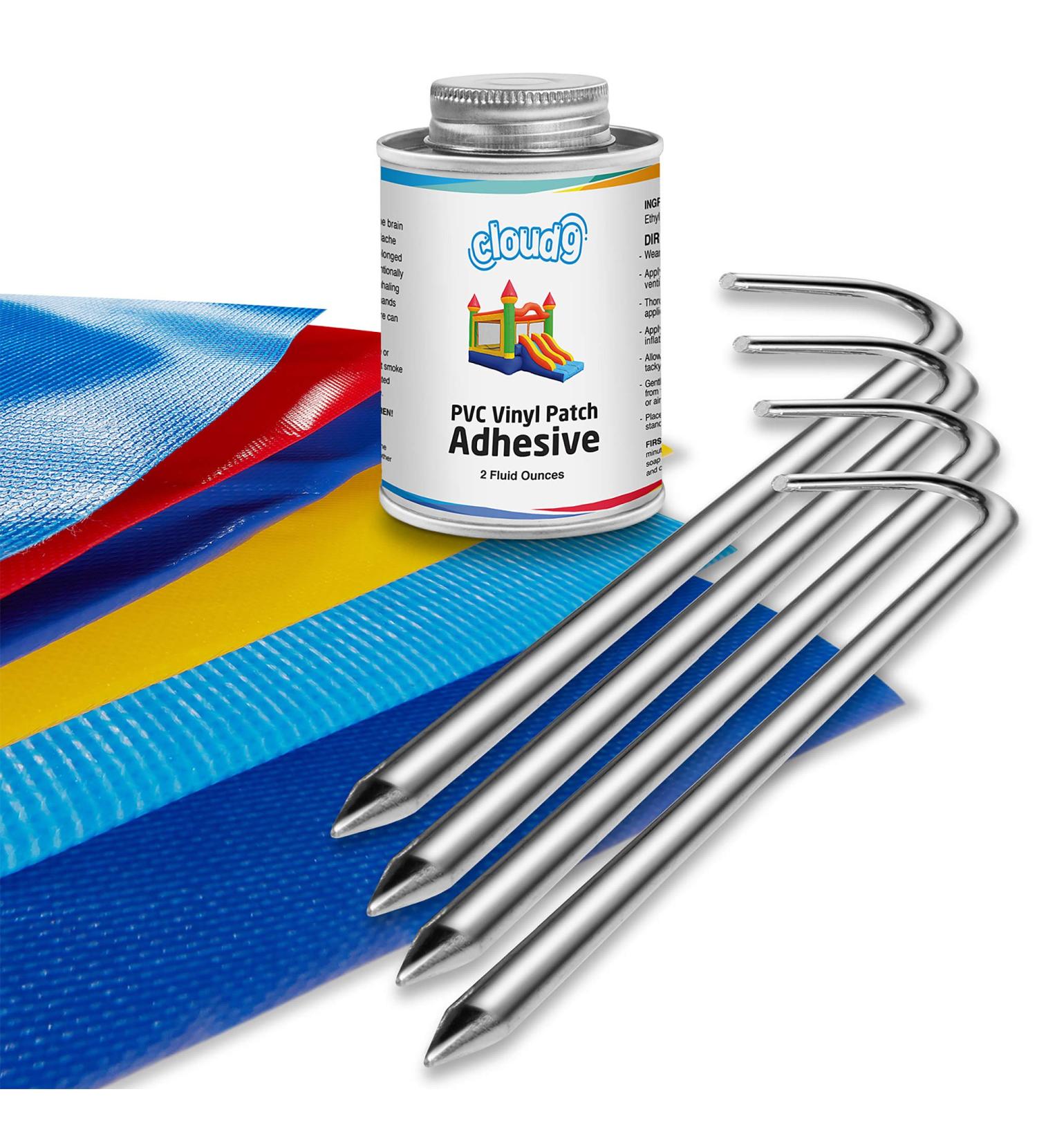 Cloud 9 Professional Vinyl Repair Patch Kit for Inflatable Bounce House - Includes Hold Down Stakes - Buy Online on GoSupps.com