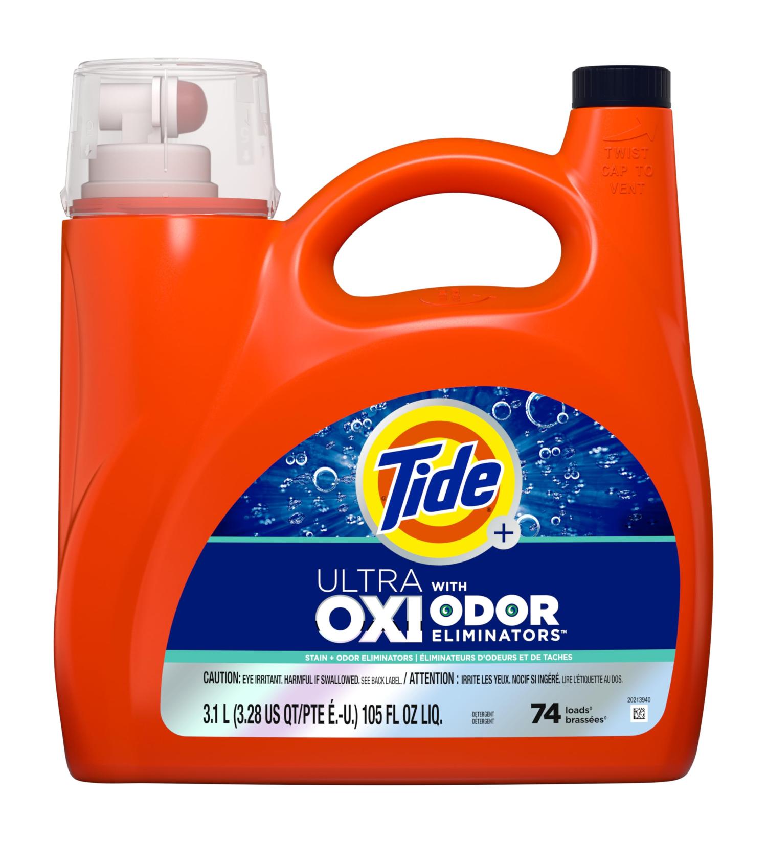 Tide Ultra Oxi Liquid Laundry Detergent 74 loads 105 fl oz HE Compatible