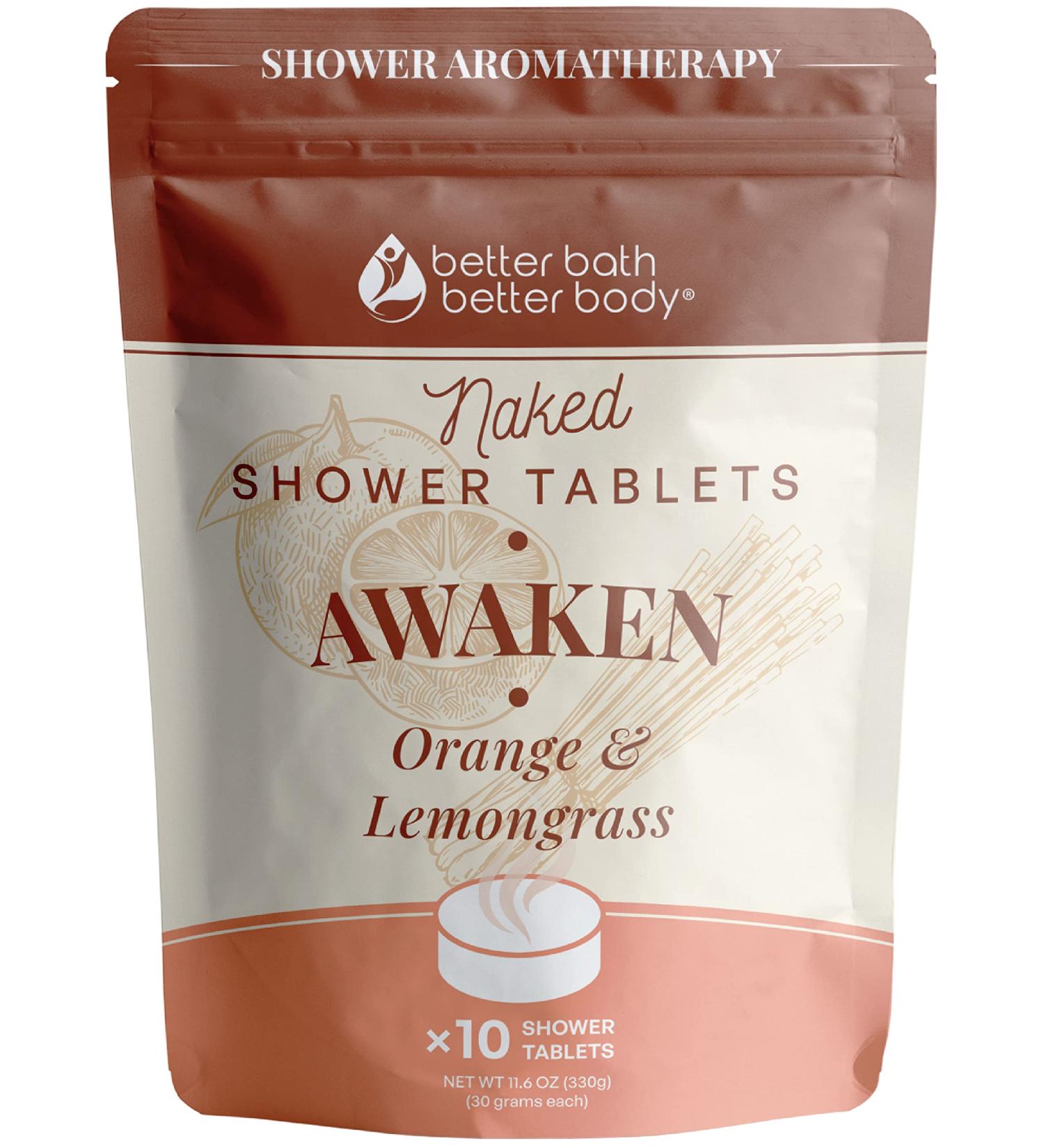 Awaken Shower Tablets - Orange & Lemongrass Essential Oil - 10 Tabs - Buy Online on GoSupps.com