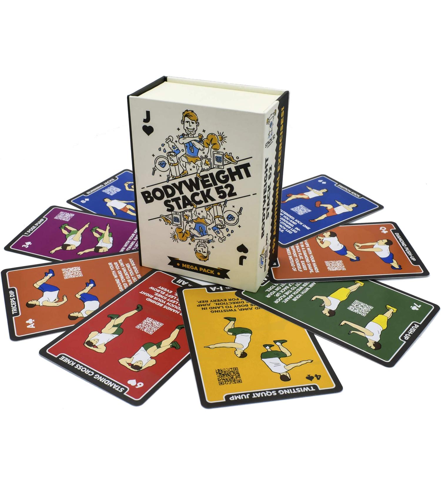 Stack 52 Bodyweight Exercise Cards | Workout Playing Card Game | Military Fitness Expert Designed | Video Instructions | Burn Fat & Build Muscle | No Equipment Needed | Bodyweight Mega Pack - Buy Online on GoSupps.com