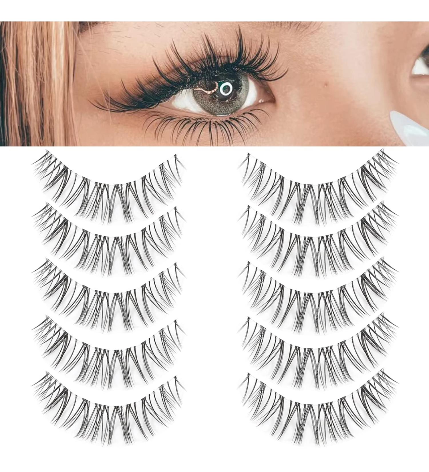 KISSNOWY 5Pairs Natural Manga Anime Clear Band Eyelashes Extension for Cosplay Makeup - C-03 - Buy Online on GoSupps.com