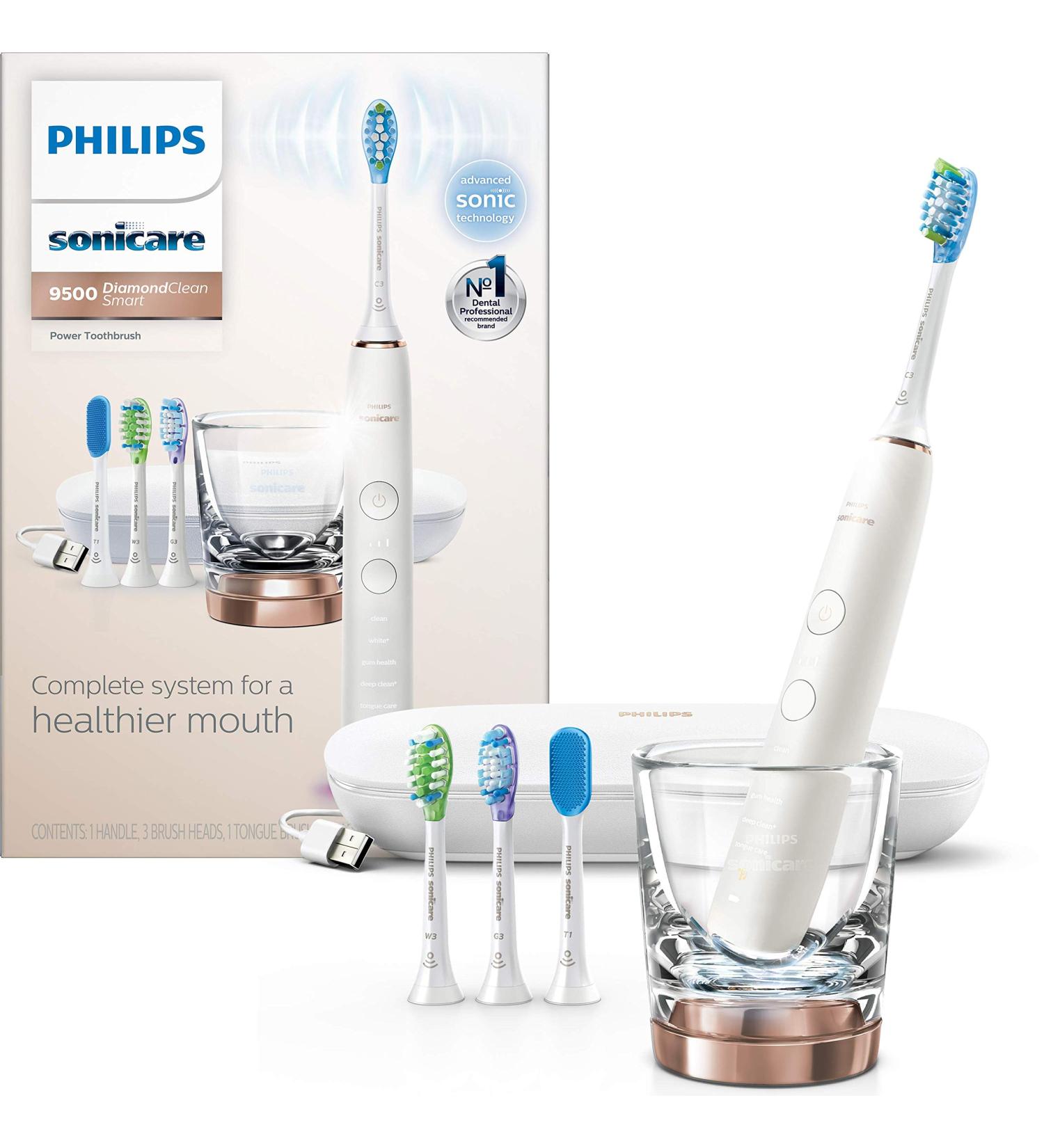 Philips Sonicare DiamondClean Smart 9500 Rose Gold Electric Toothbrush | HX9924/61 - Buy Online on GoSupps.com
