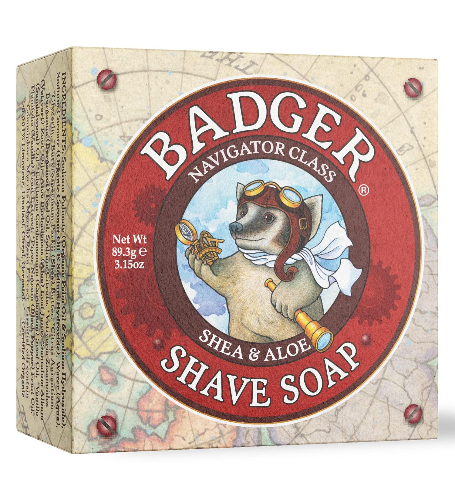 Badger Shaving Soap Puck - Aloe Vera & Coconut Oil with Bergamot Essential Oil - Men's Natural Shave Soap - 3.15 oz Bar - Buy Online on GoSupps.com