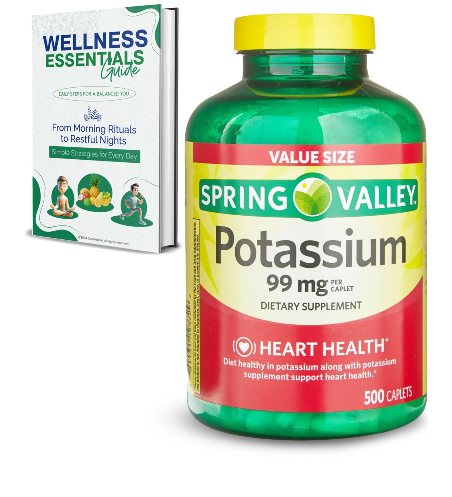 Potassium Supplement | Potassium | 500 Count Value Size | 99 mg is Formulated to Promote a Healthy Heart | Maintenance PH Balance Muscle and Nerve Cell Function | Potassium Gluconate - Buy Online on GoSupps.com