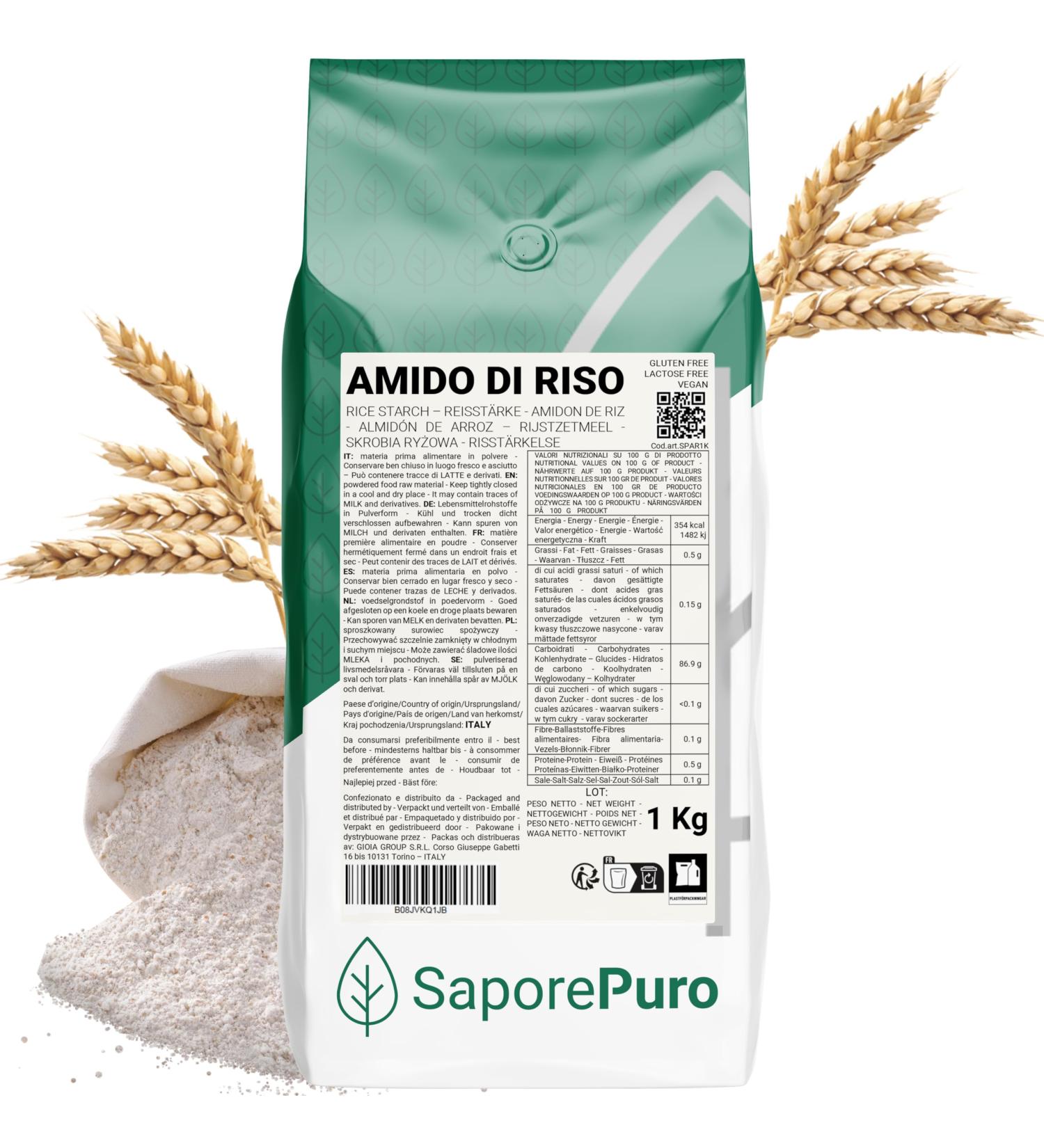Saporepuro RICE STARCH 1 kg - Gluten Free - Buy Online on GoSupps.com