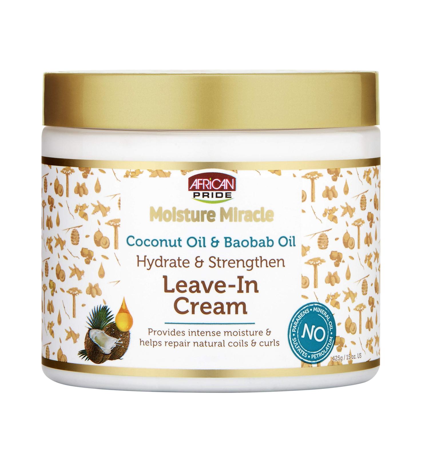 African Pride Moisture Miracle Leave-in Cream | Coconut & Baobab Oil - 15 oz | Ultimate Hair Moisture & Nourishment - Buy Online on GoSupps.com
