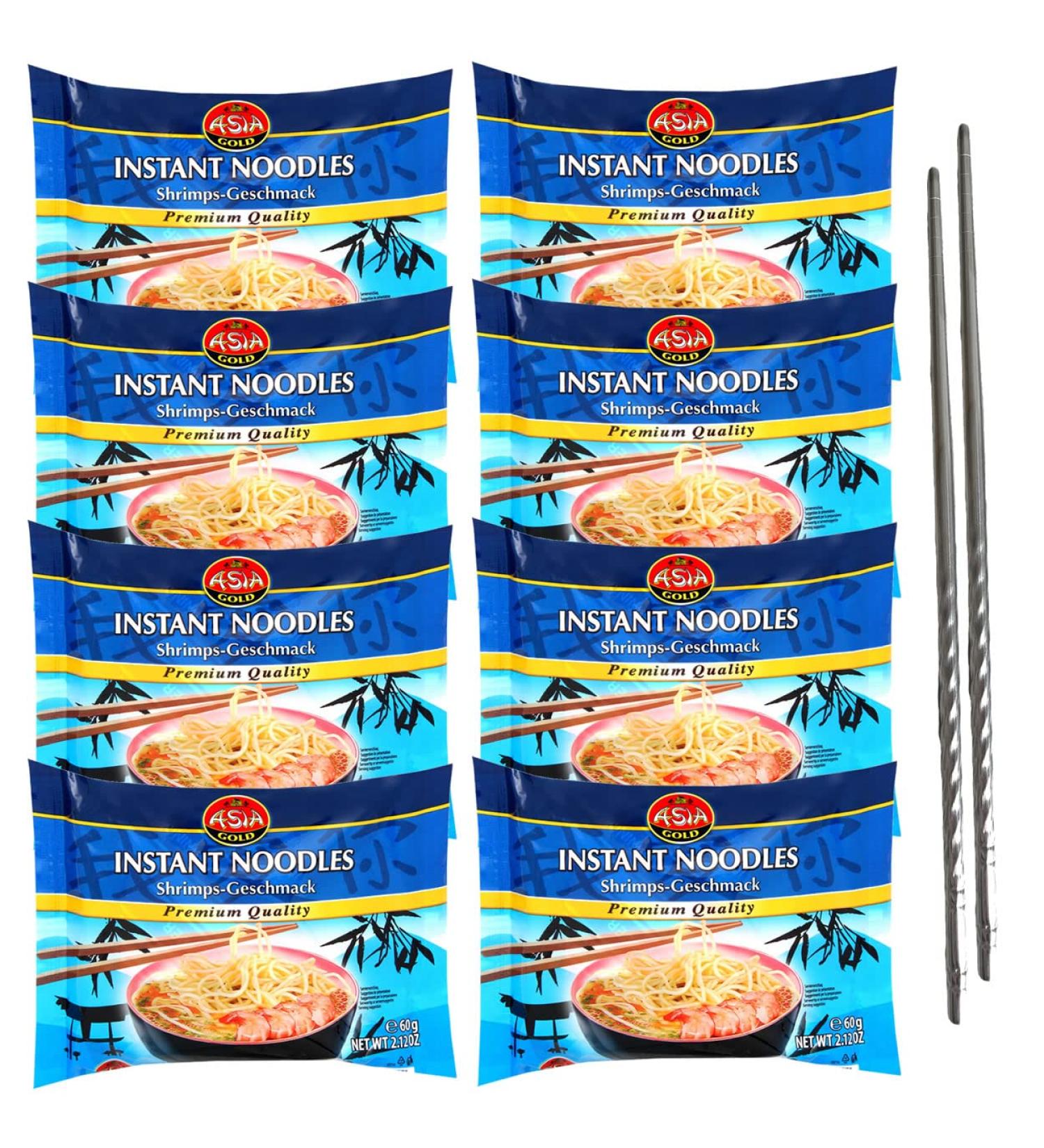 Gunz Asia Gold Instant Noodles Set of 8 8 x 60 g Chinese Noodles Asian Noodles Asian Noodles Instant Ramen Chinese Noodles Plus Chopsticks 60 g 8er Pack - Buy Online on GoSupps.com