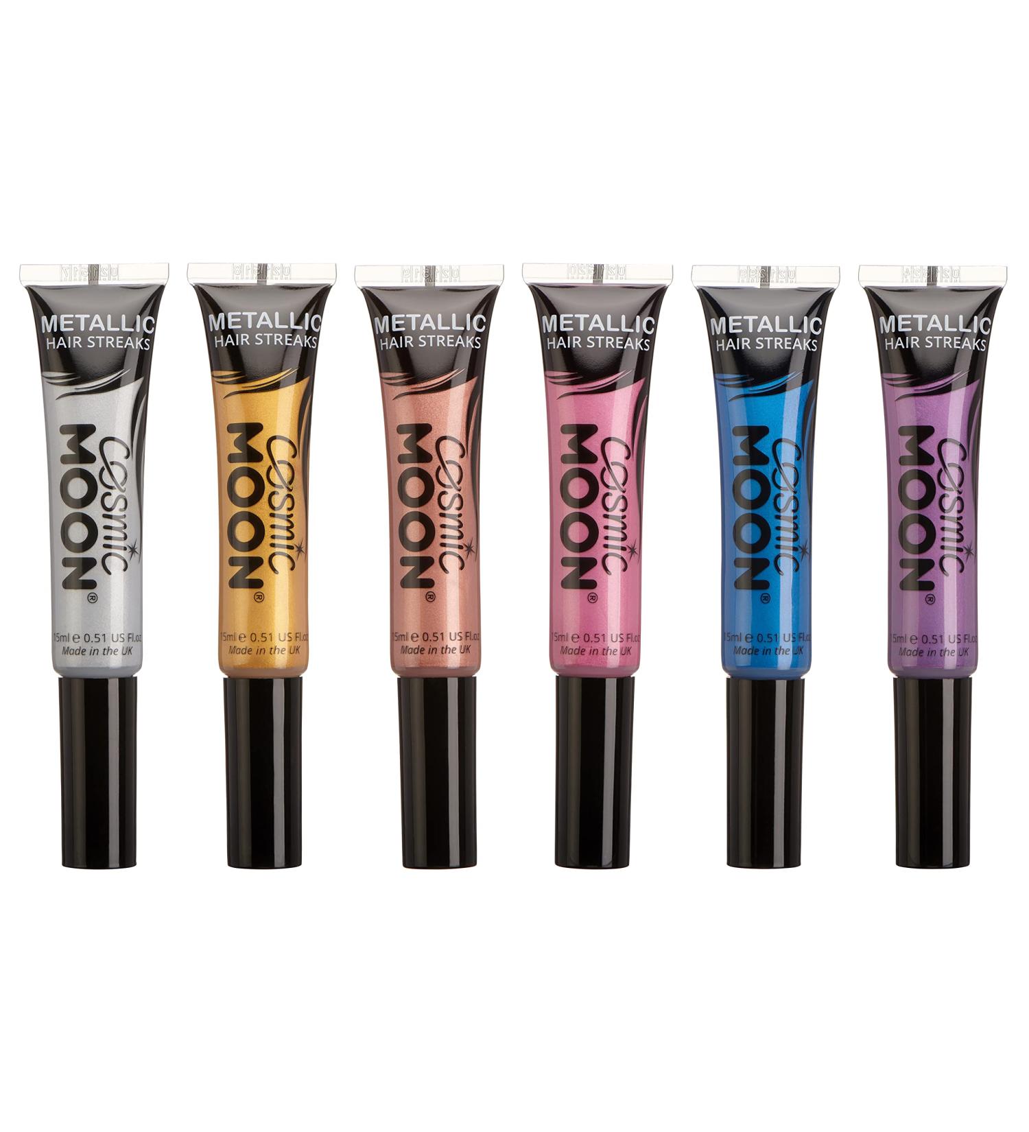 Metallic Hair Color Streaks - Cosmic Moon 0.50fl oz Set of 6 | Temporary Wash Out Hair Dye for Vibrant Highlights - Buy Online on GoSupps.com