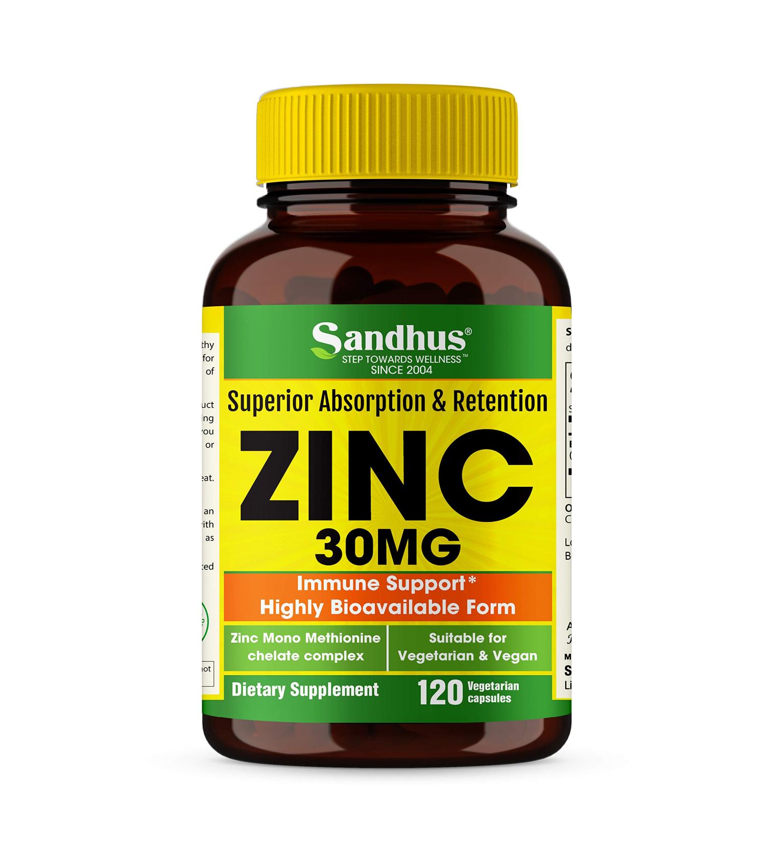 Zinc 30 mg Vegetarian Capsules 120 - Essential Mineral Supplement - Buy Online on GoSupps.com