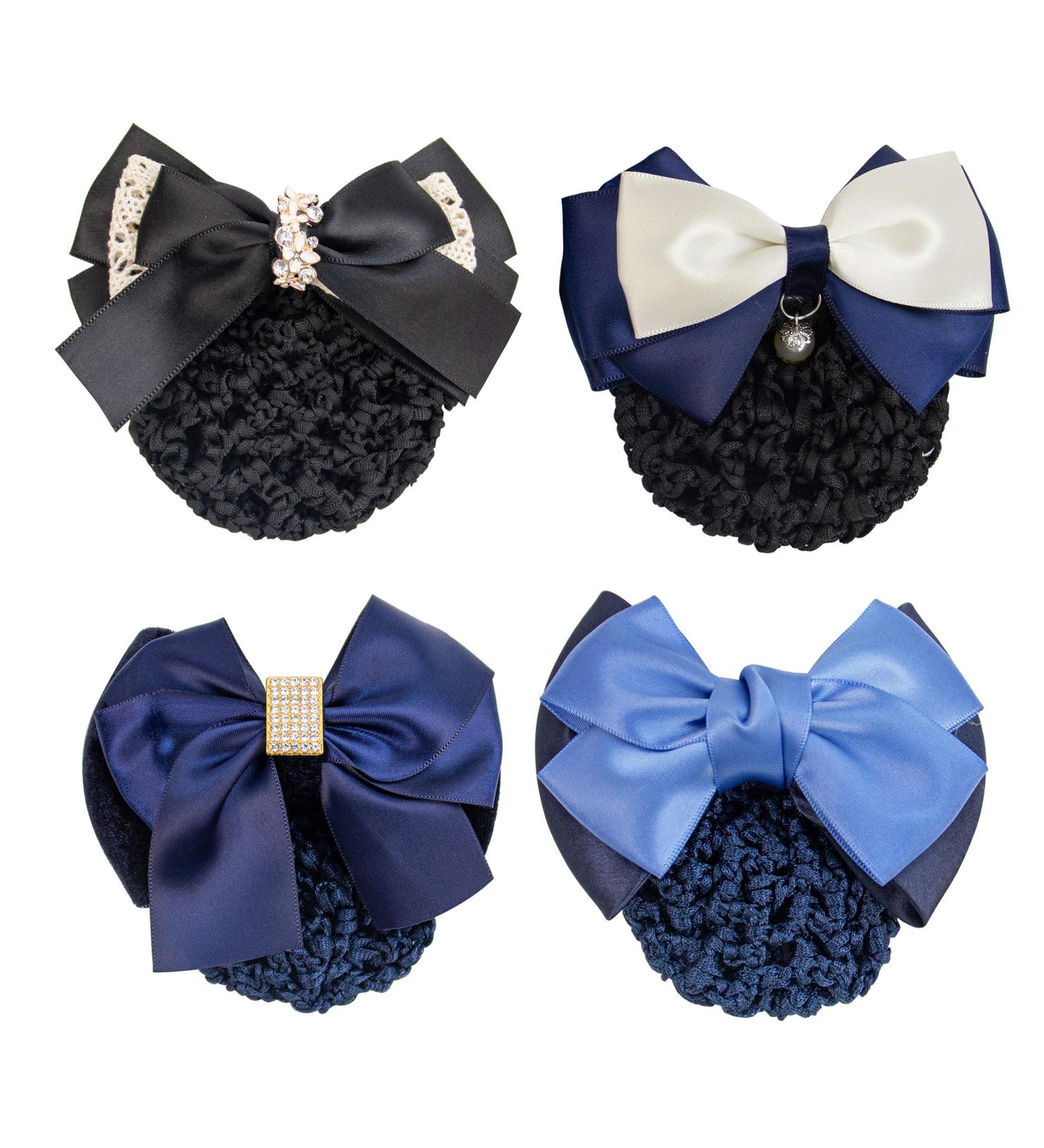 AUEAR Satin Hair Bow Clip Set with Snood Net Barrette - 4 Pcs Hairnets for Women - Buy Online on GoSupps.com