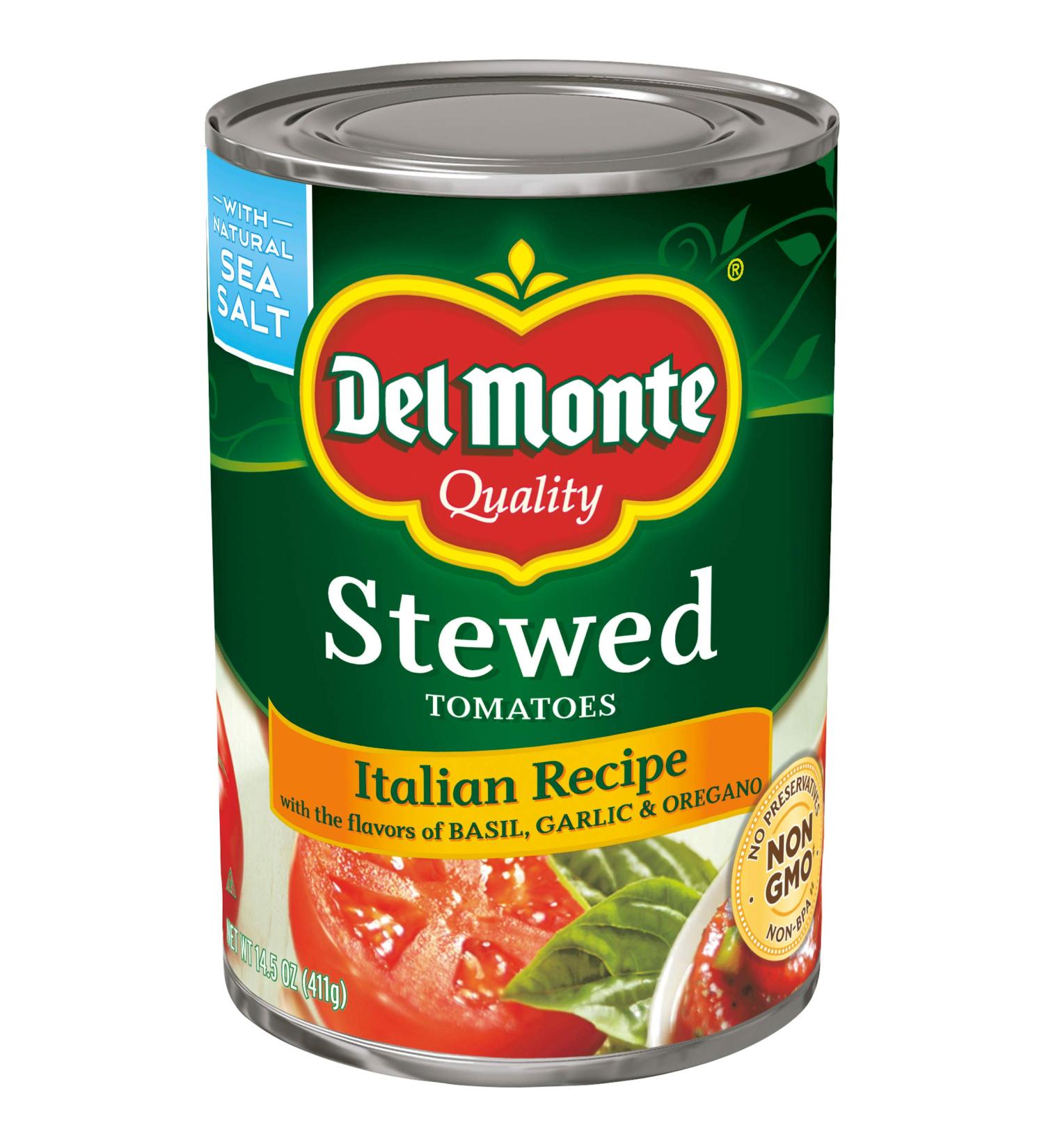Del Monte Canned Stewed Tomatoes with Basil, Garlic, and Oregano - 14.5 Ounce (Pack of 12) - Buy Online on GoSupps.com