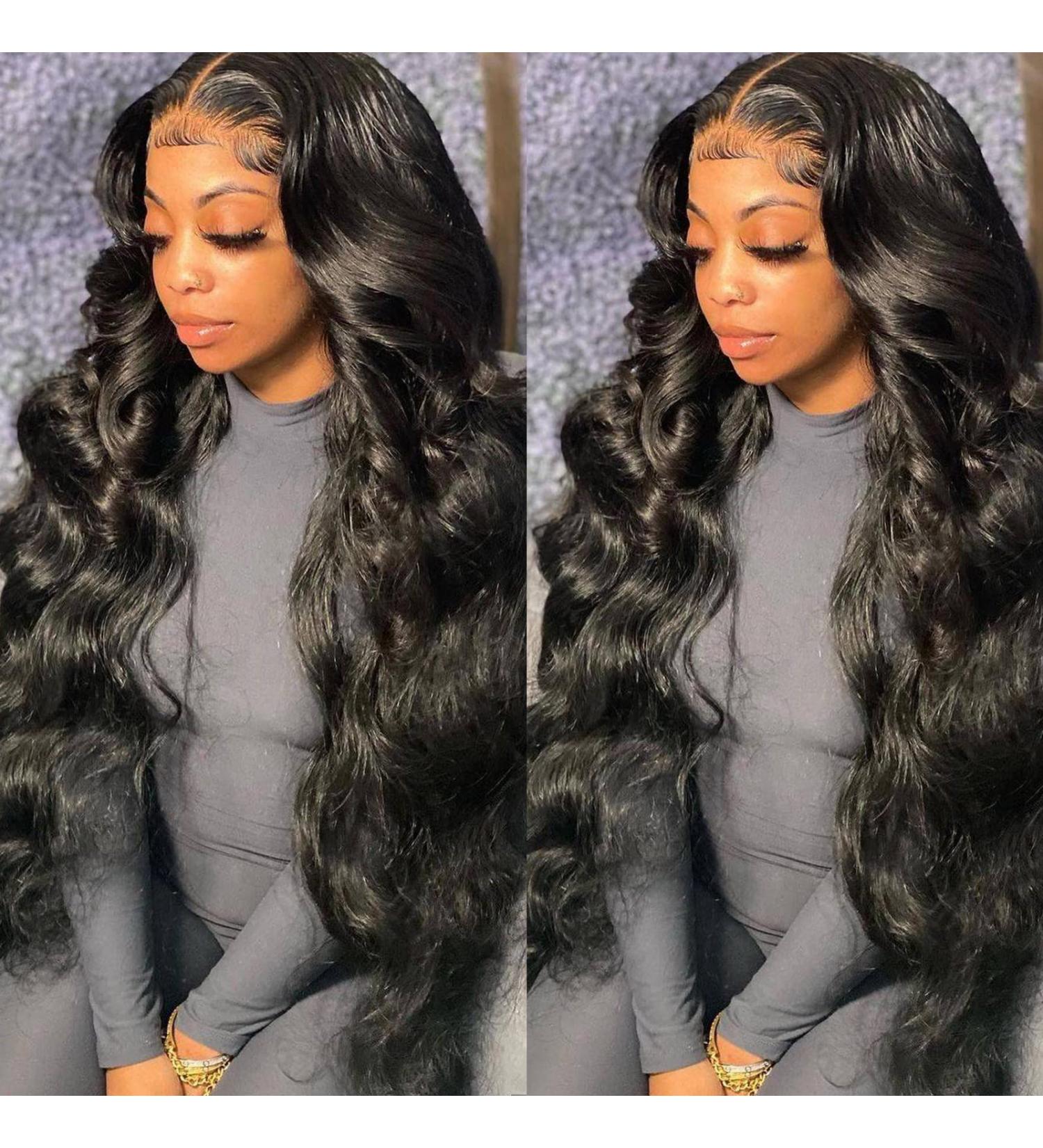 ISEE Hair 22 Inch Transparent Body Wave Human Hair Lace Front Wig - 250% Density, Pre-Plucked with Baby Hair - Natural Color, for Black Women - Buy Online on GoSupps.com