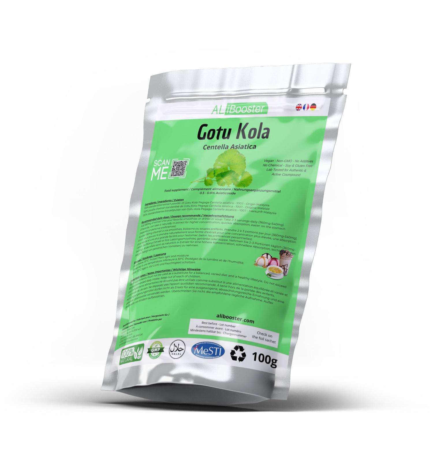 Tiger Grass Extract - Gotu Kola Pegaga Centella Asiatica - Powder 100g pure 100% natural without additives - For soup smoothies coffee drinks pastries - Buy Online on GoSupps.com