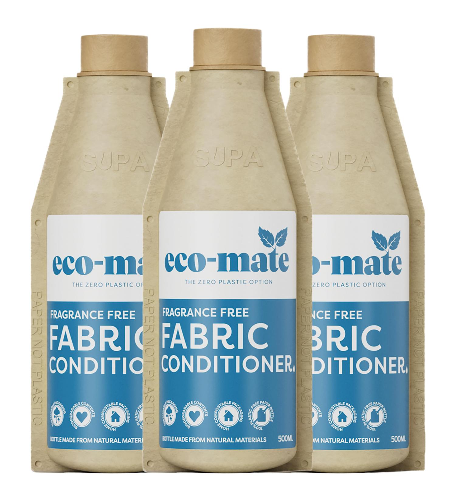 Eco-Mate - Fragrance Free Concentrated Fabric Conditioner - 500ml (Pack of 3) - Eco Friendly - 100% Plant-Based Biodegradable Fabric Softener - Natural Ingredients - Perfume-Free - Buy Online on GoSupps.com