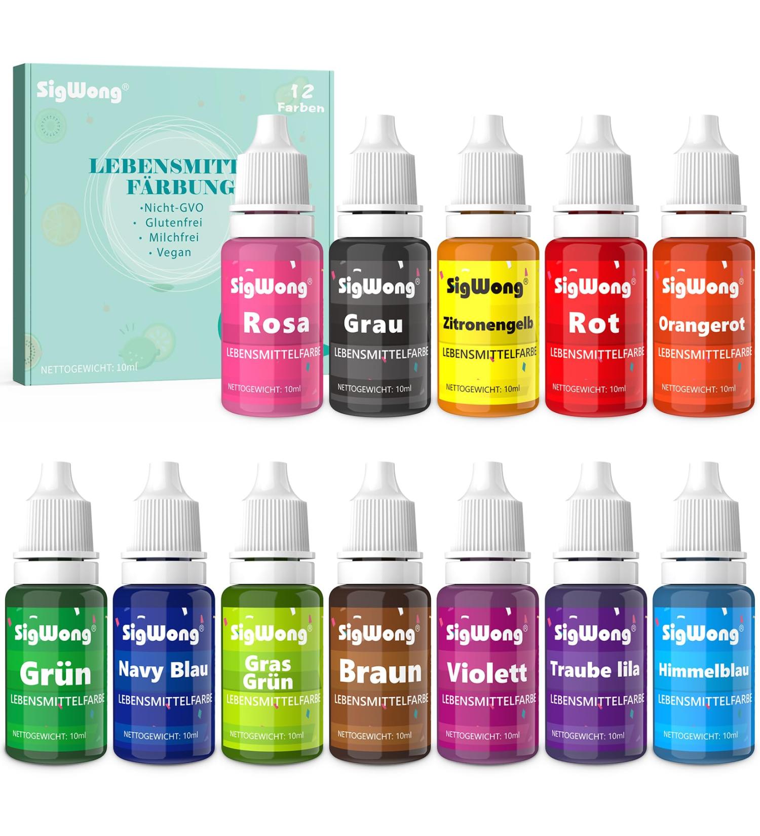 12 Highly Concentrated Liquid Food Colors - 10 ml Bottles for Cheeks Cookies Fondant Macarons DIY Soaps & Crafts | International Shipping - Buy Online on GoSupps.com