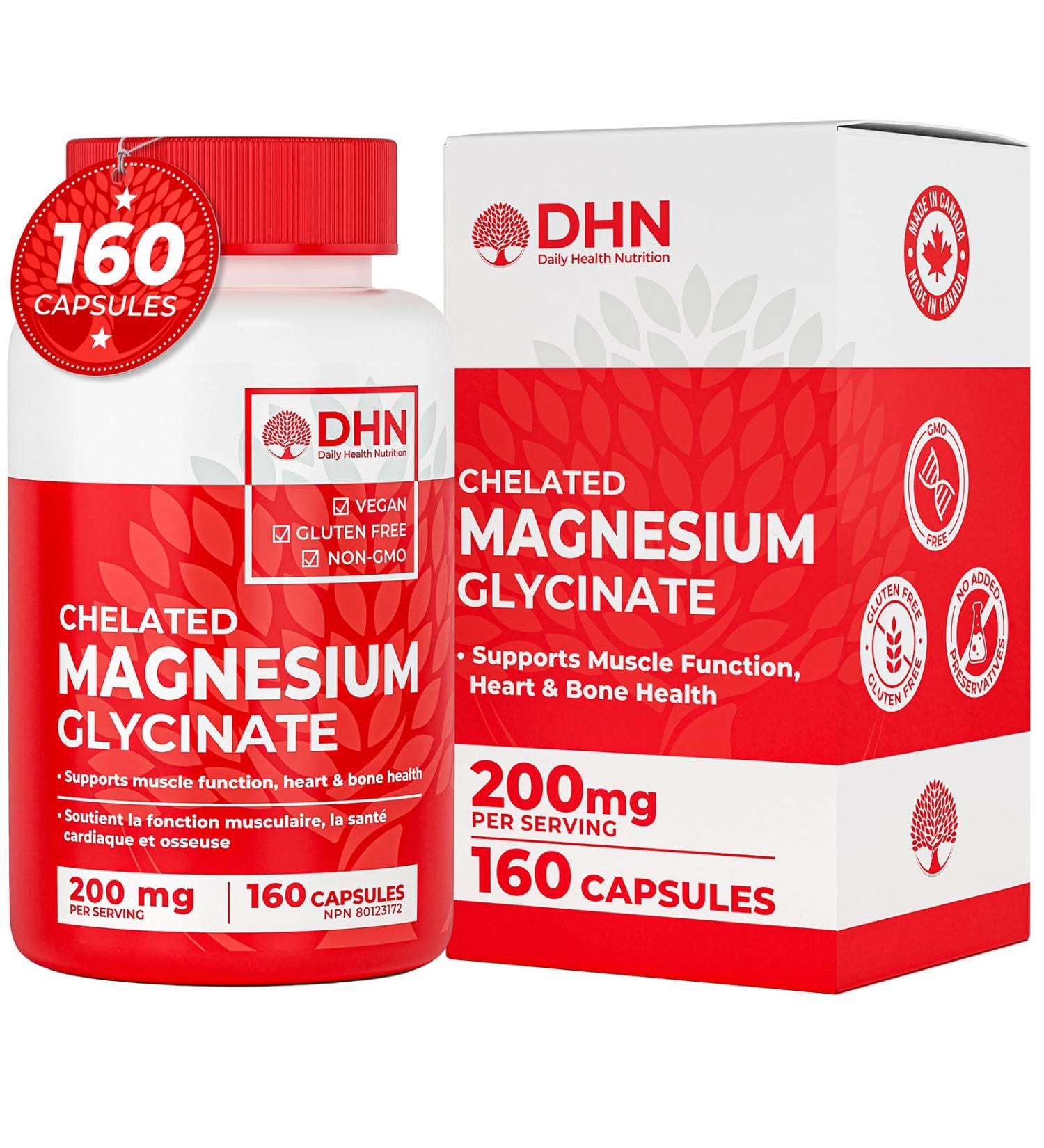 Magnesium Glycinate Max Absorb | Supports Sleep Relaxation Energy Metabolism Muscle & Tissue Function | Pure Magnesium Glycinate Not a Blend! | Stomach Friendly | Canadian Made Quality Assured - Buy Online on GoSupps.com