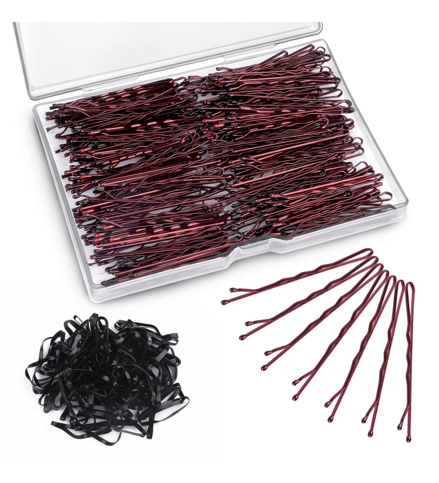 200 Hairpins & 100 Hair Ties - Premium Updo Accessories for Women & Kids | Brown Bobby Pins & Wedding Clamps - Global Shipping Available - Buy Online on GoSupps.com