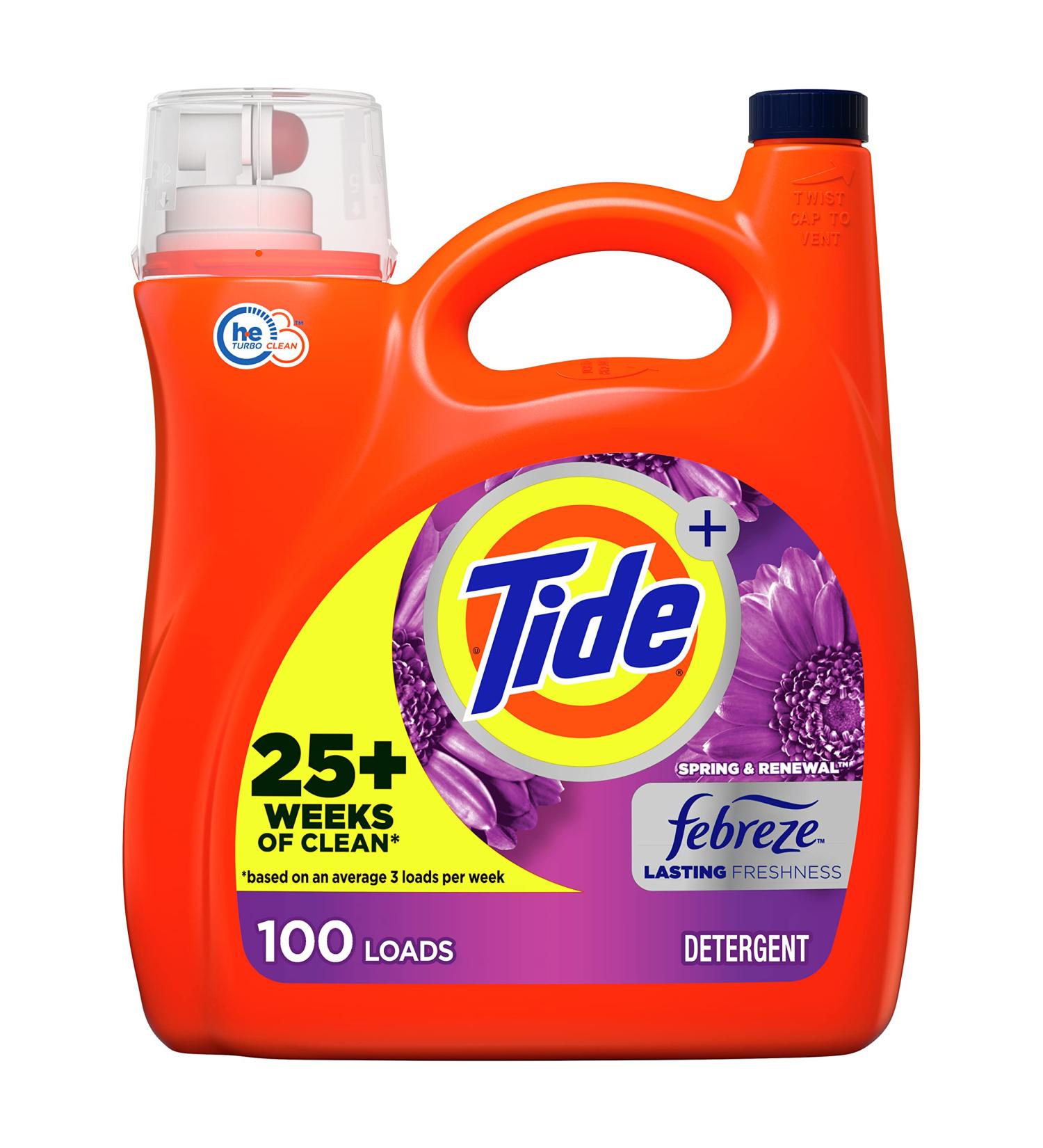Tide Plus Febreze Freshness Spring & Renewal HE Turbo Clean Liquid Laundry Detergent - 154 Fl Oz 100 Loads | International Shipping Available - Buy Online on GoSupps.com
