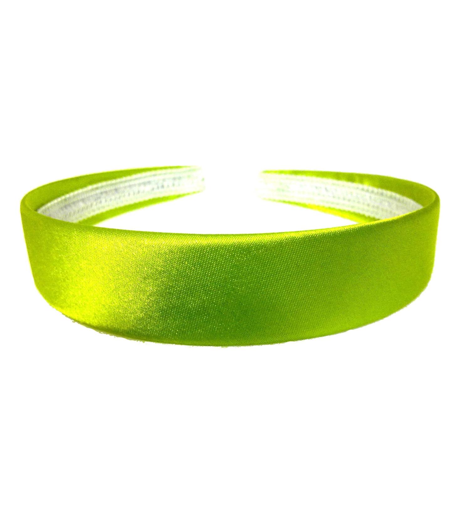 Aliceband - Brightly Coloured Plain 2.5cm Wide Satin Headband Alice Band Green