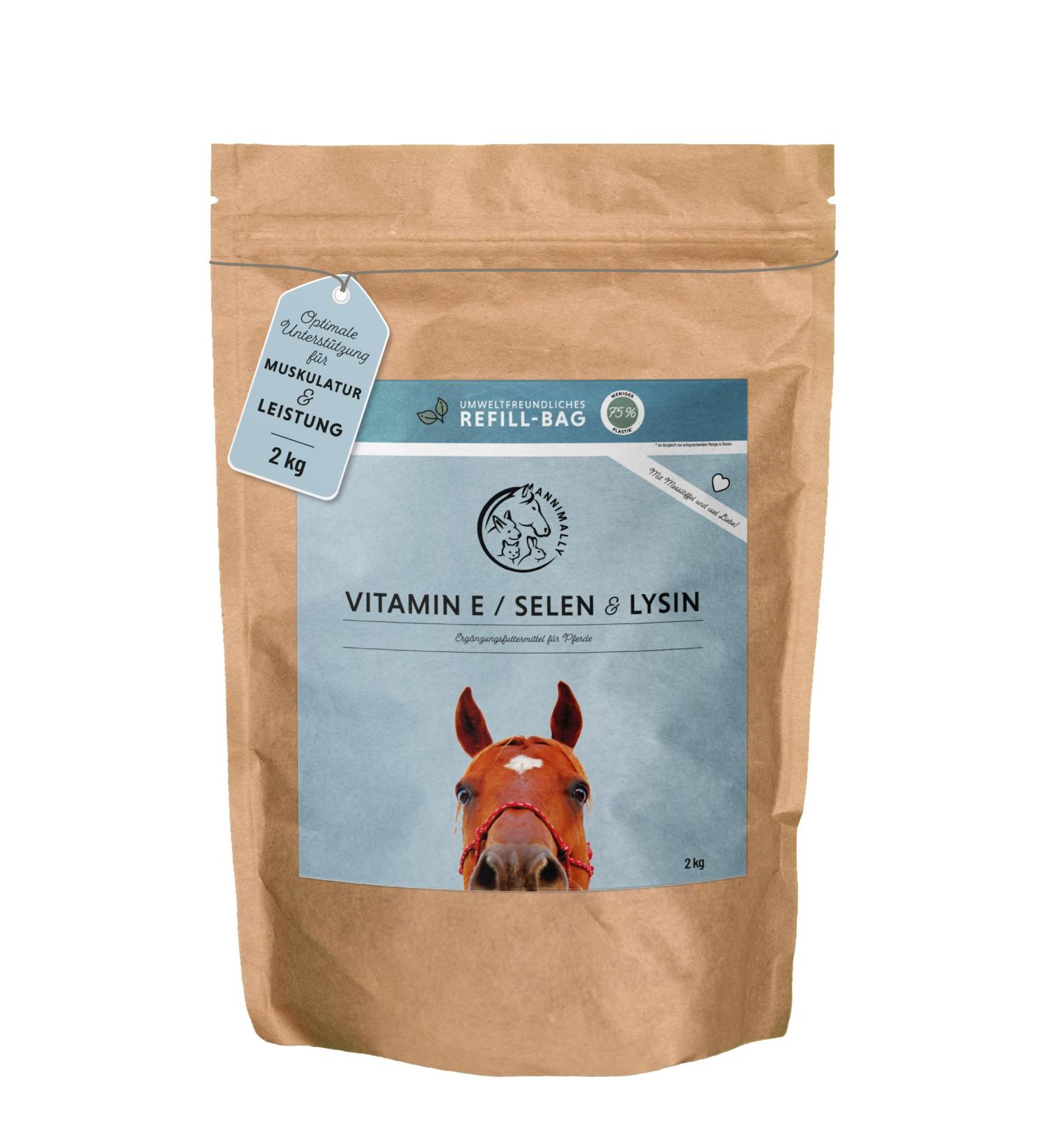Annimally Horse Vitamin E Lysine & Selenium Powder - 2kg Refill for Muscle Support & Performance - Buy Online on GoSupps.com