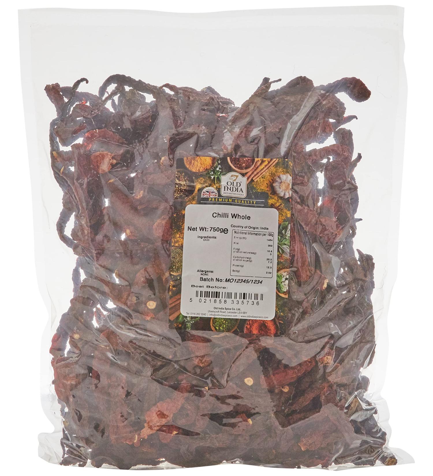 Old India Chilli Whole 750g - Premium Quality Whole Chilli for Authentic Indian Cooking - Buy Online on GoSupps.com