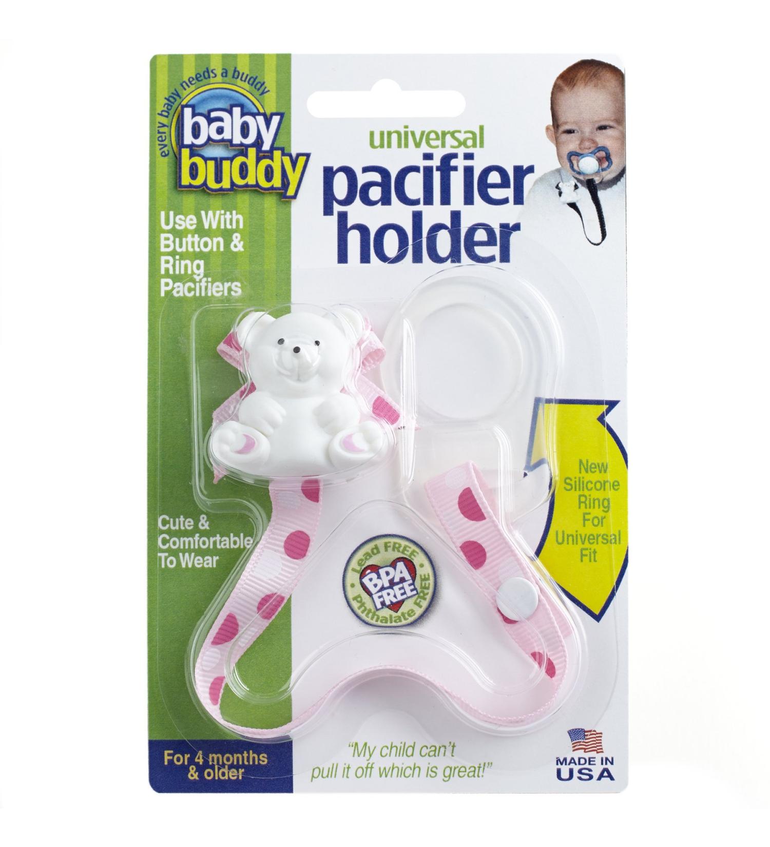 Baby Buddy Universal Pacifier Holder Clip - Silicone Ring Attachment - Pinky Dots Design - Buy Online on GoSupps.com