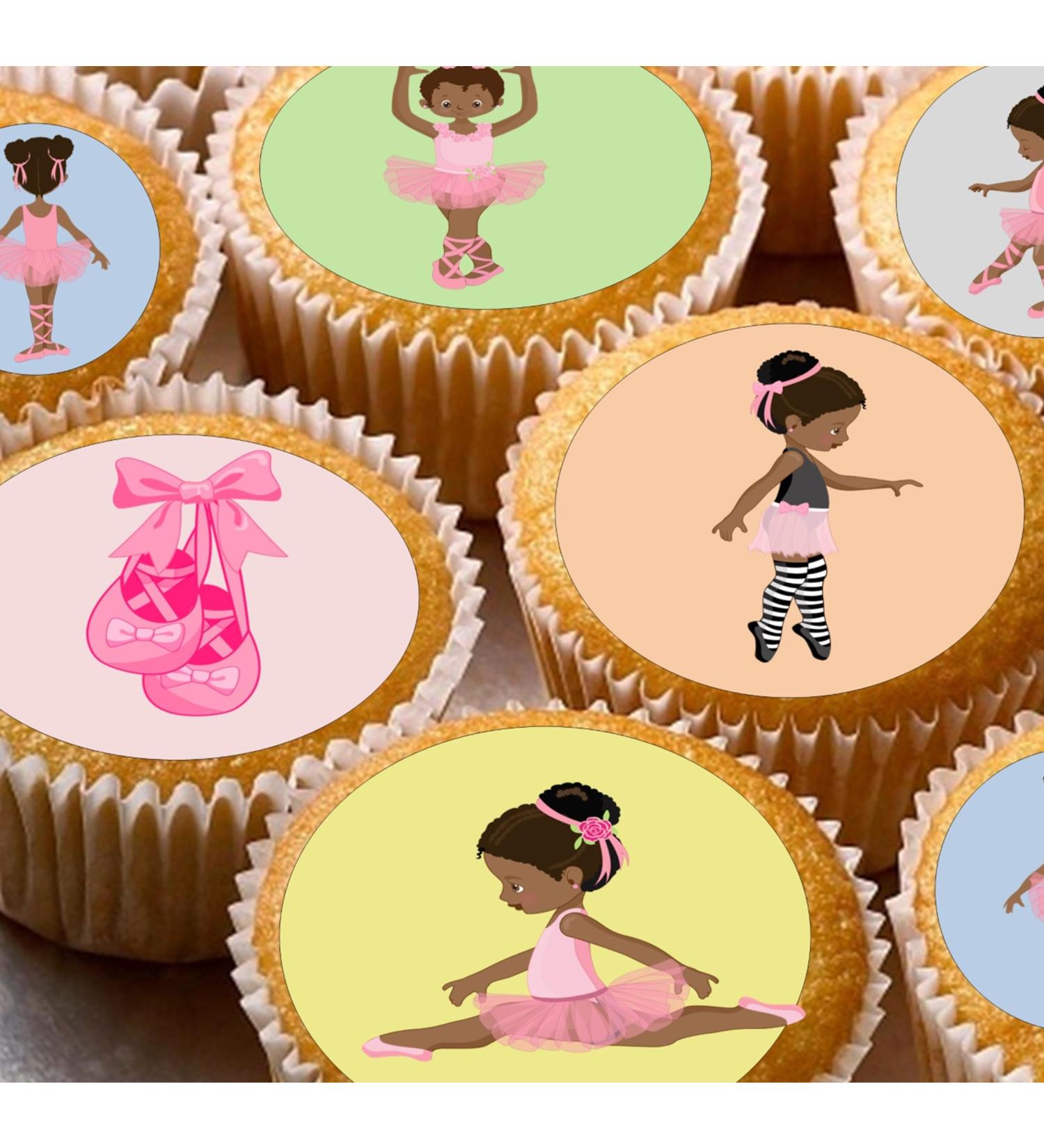 24 Ballet Girls edible PRE CUT style kids childrens party decorations Wafer Paper Cupcake Fairy Cake Toppers