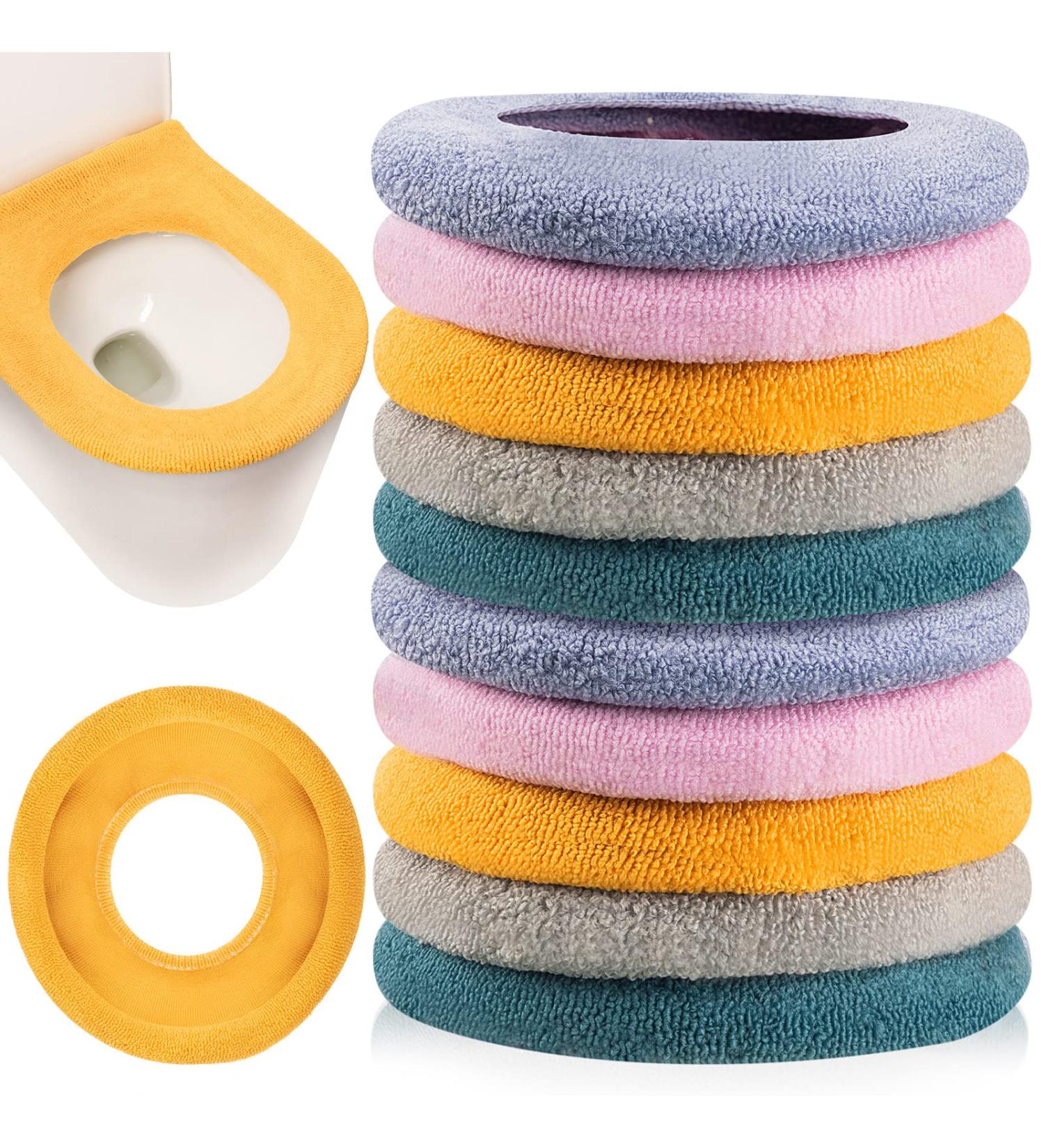 Riakrum 10 Pcs Soft Thicker Toilet Seat Cover Pads - Washable & Comfortable Seat Warmer for Bathroom & Travel - Buy Online on GoSupps.com