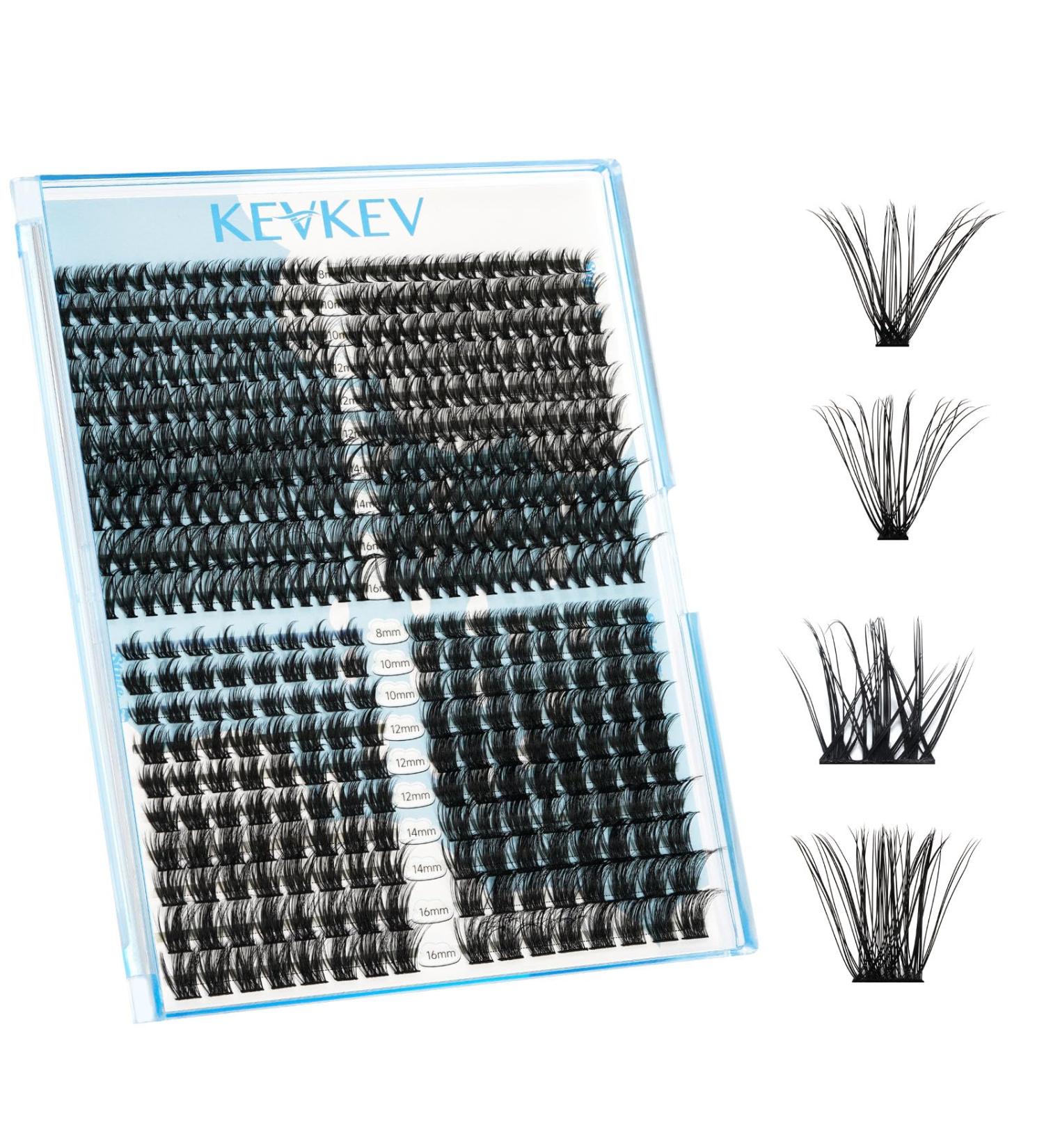 KevKev 540 Pcs D Curl Individual Lash Clusters | Wispy & Natural Look | DIY Extensions | 4 Styles (D-Mix 8-16mm) - Buy Online on GoSupps.com